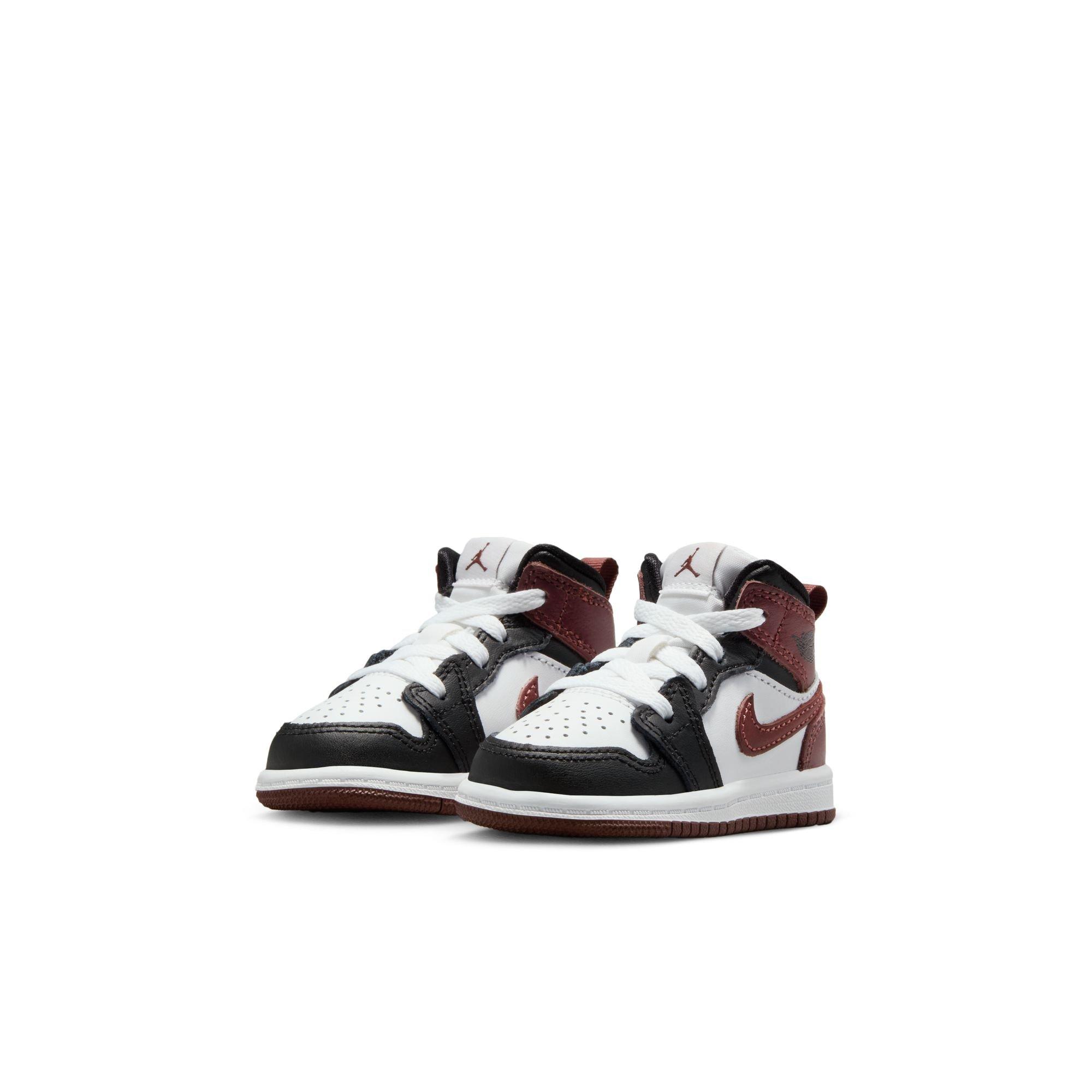 Jordan 1 Mid SE "White/Dark Pony/Black" Toddler Boys' Shoe - MAROON/BLACK Thumbnail View 5