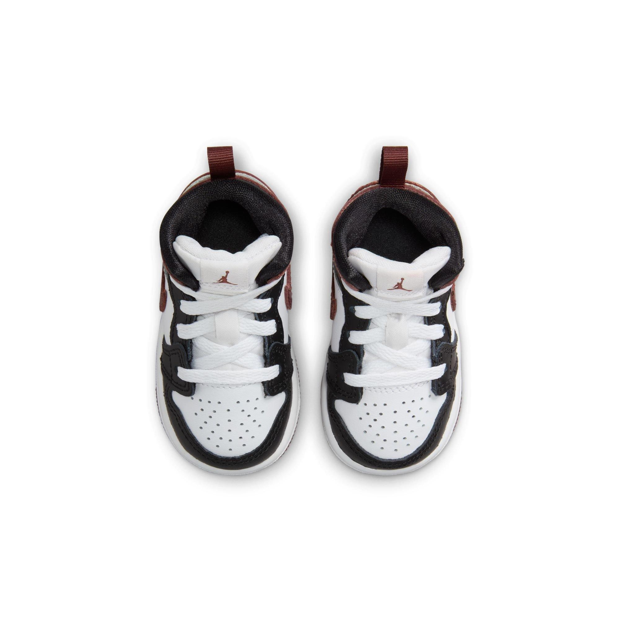Jordan 1 Mid SE "White/Dark Pony/Black" Toddler Boys' Shoe - MAROON/BLACK Thumbnail View 6