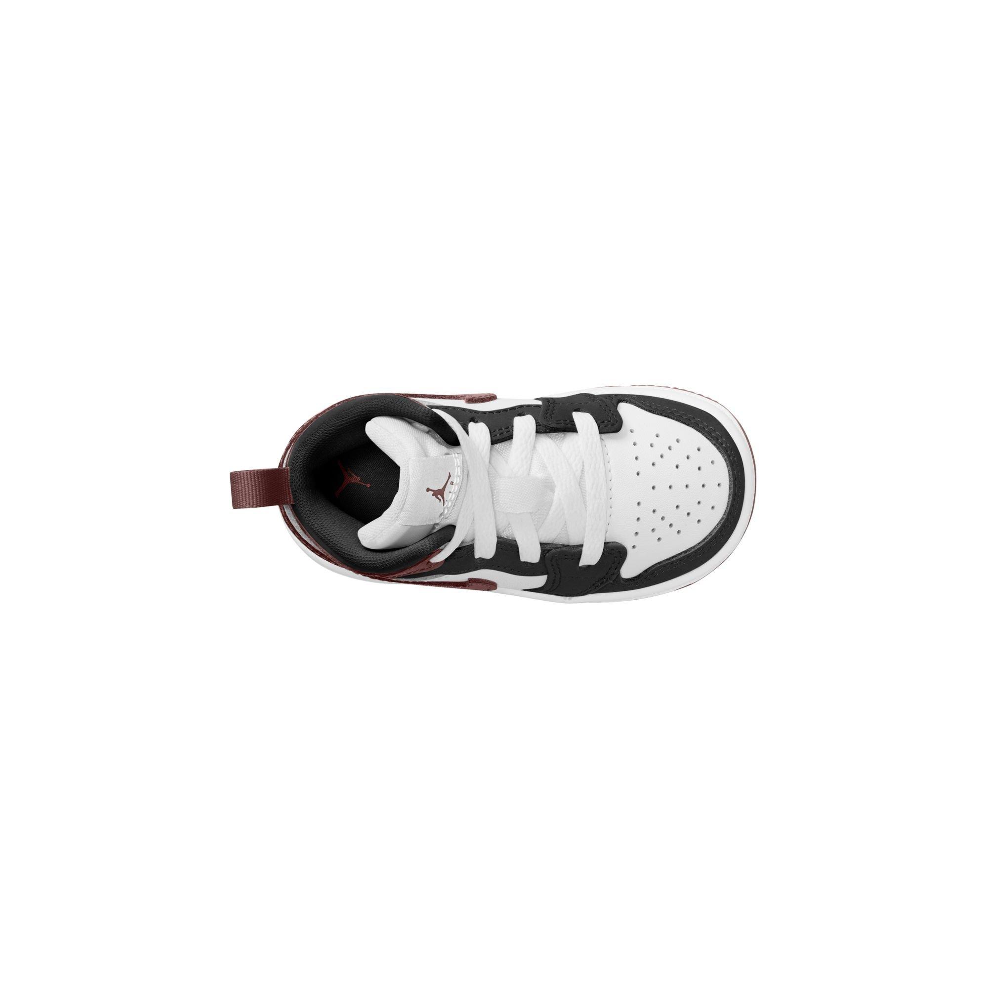 Jordan 1 Mid SE "White/Dark Pony/Black" Toddler Boys' Shoe - MAROON/BLACK Thumbnail View 8