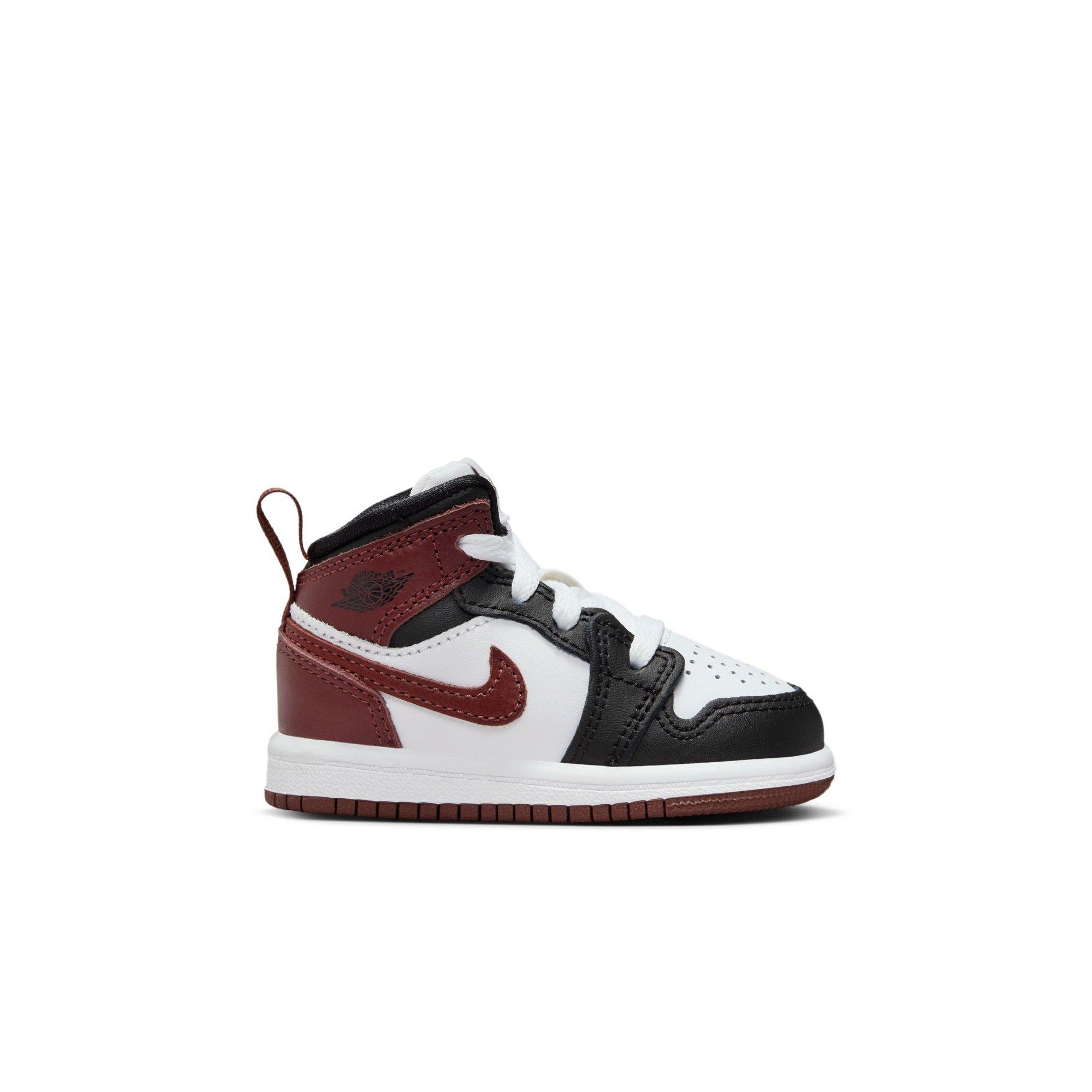 Jordan 1 Mid SE "White/Dark Pony/Black" Toddler Boys' Shoe - MAROON/BLACK Thumbnail View 1