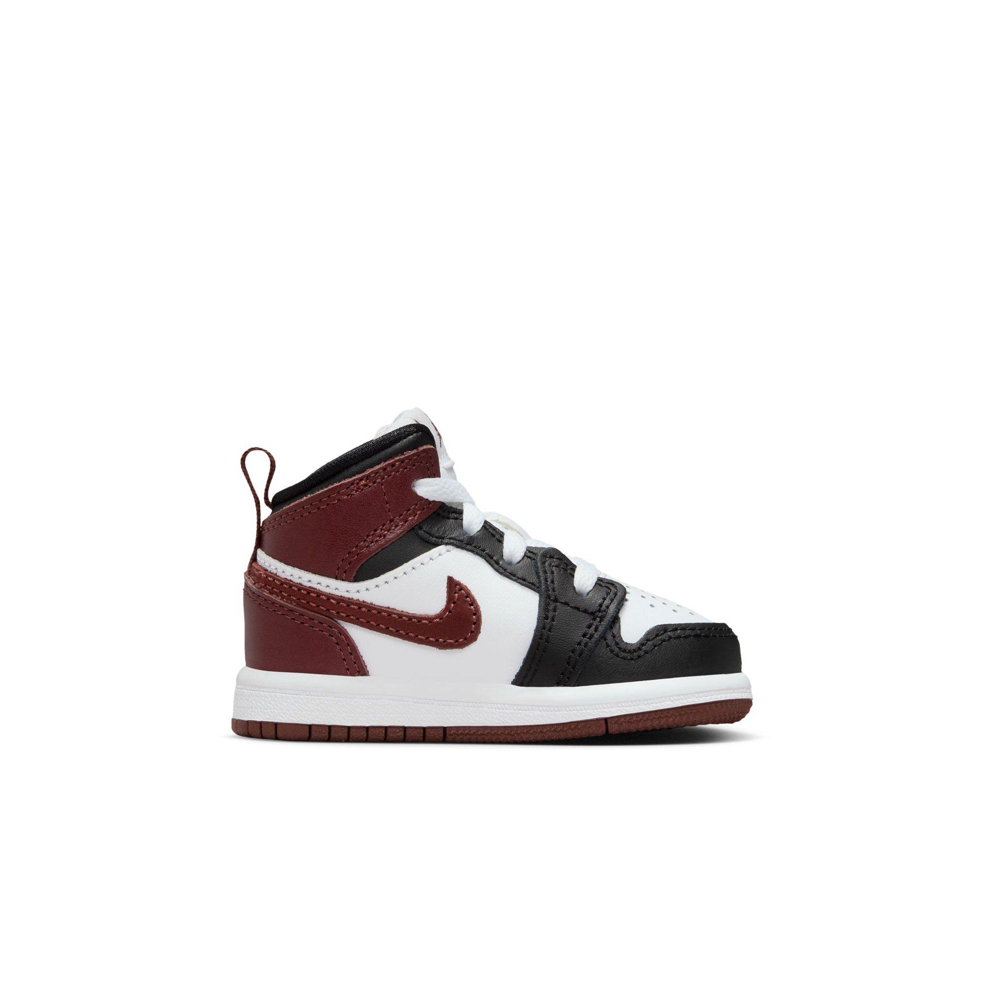Jordan 1 Mid SE "White/Dark Pony/Black" Toddler Boys' Shoe - MAROON/BLACK Thumbnail View 2