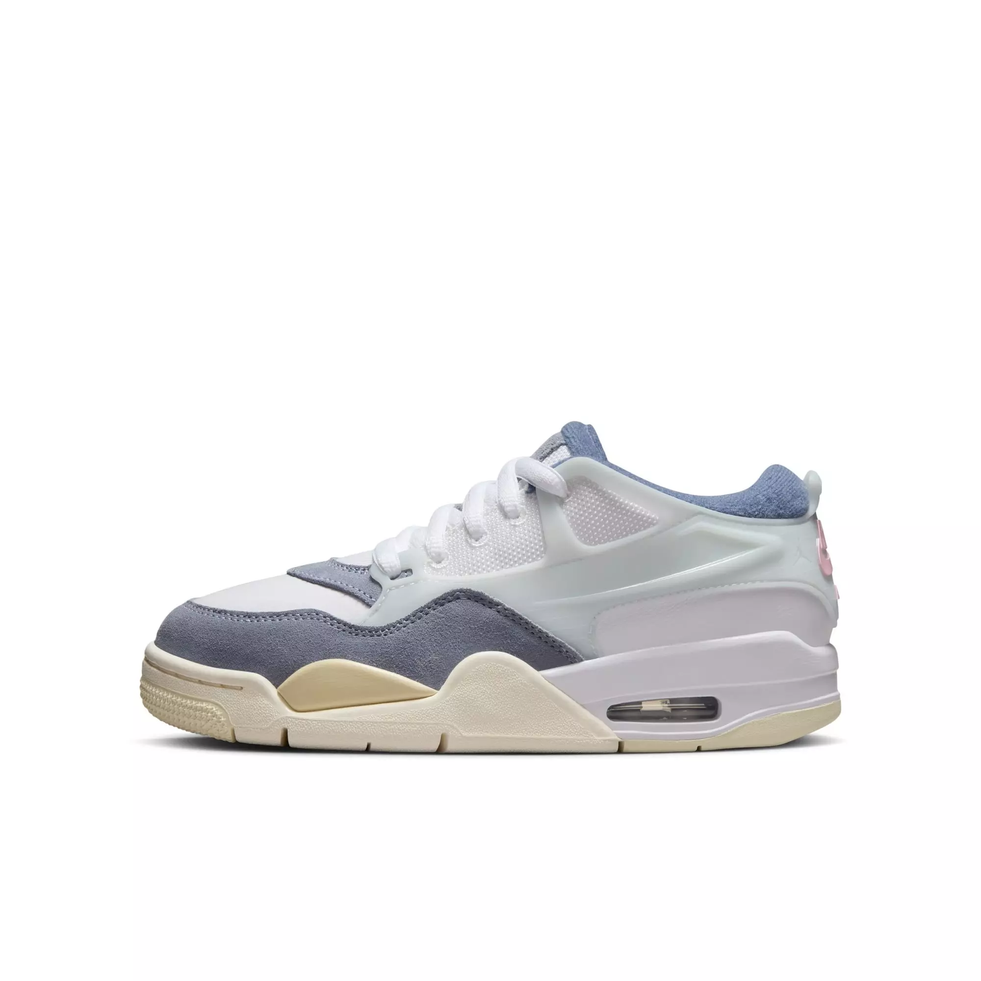 Jordan 4 RM "White/Prism Pink/Diffused Blue" Grade School Girls' Shoe - BLUE/GREY