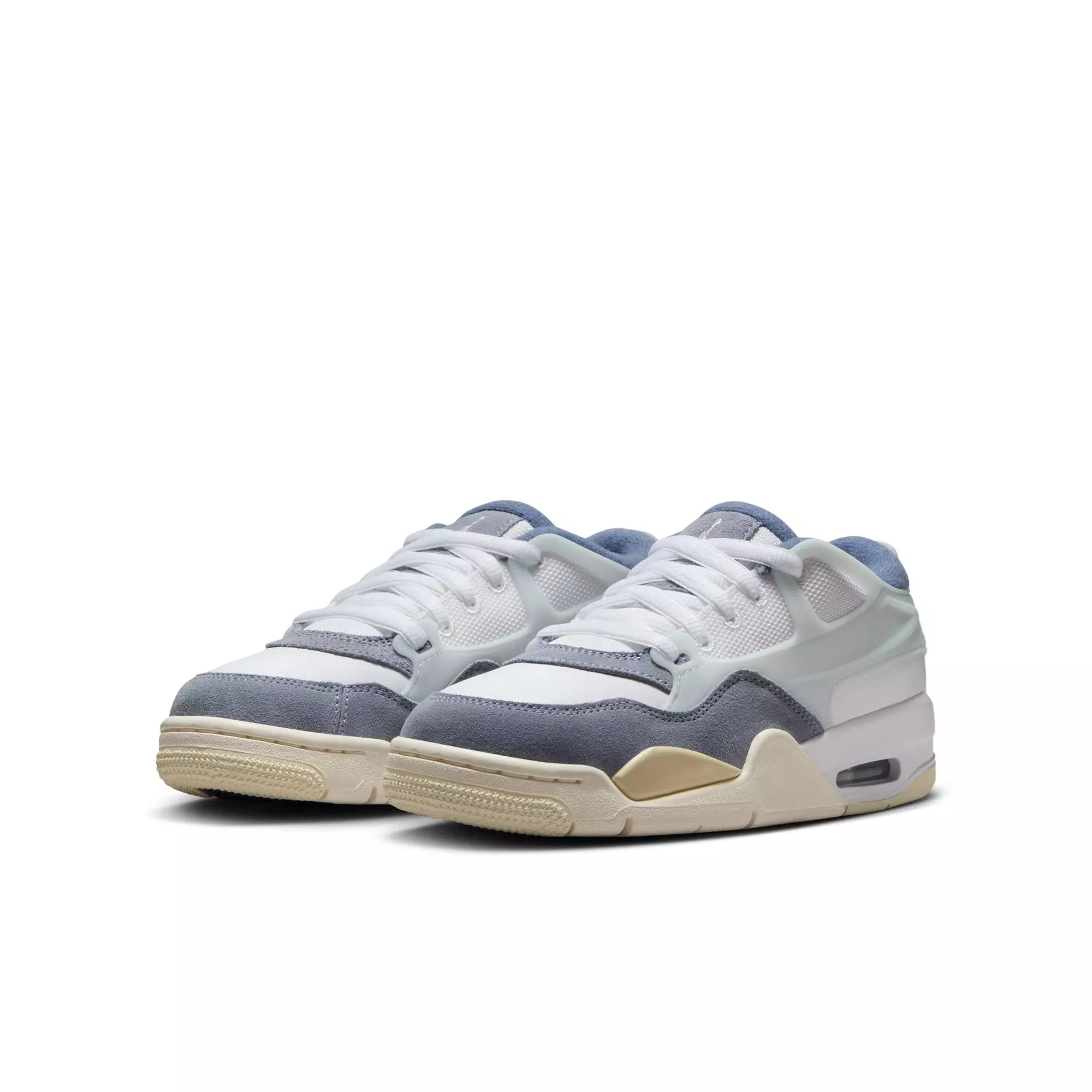 Jordan 4 RM "White/Prism Pink/Diffused Blue" Grade School Girls' Shoe - BLUE/GREY