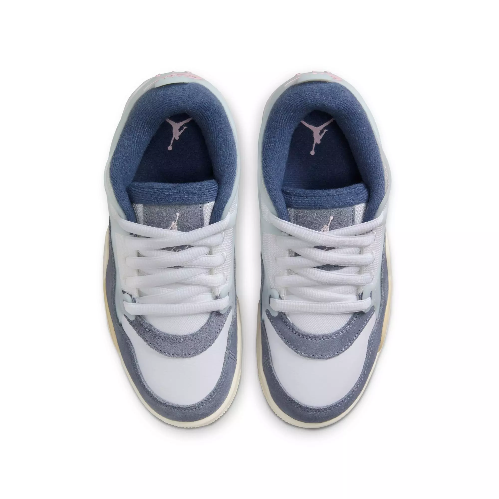 Jordan 4 RM "White/Prism Pink/Diffused Blue" Grade School Girls' Shoe - BLUE/GREY