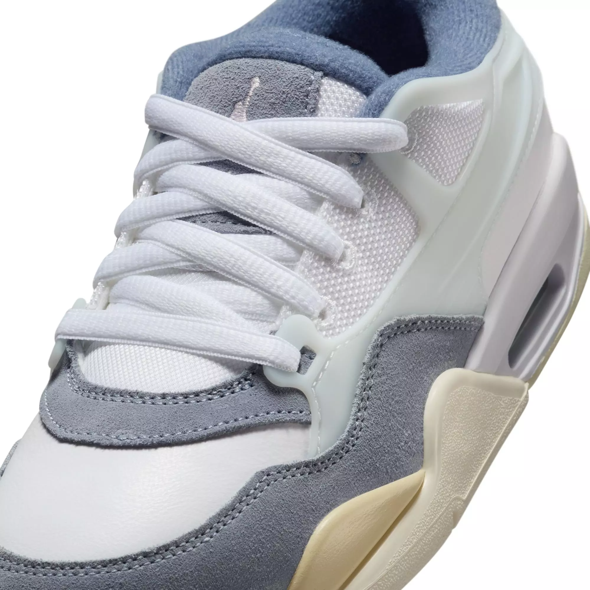 Jordan 4 RM "White/Prism Pink/Diffused Blue" Grade School Girls' Shoe - BLUE/GREY