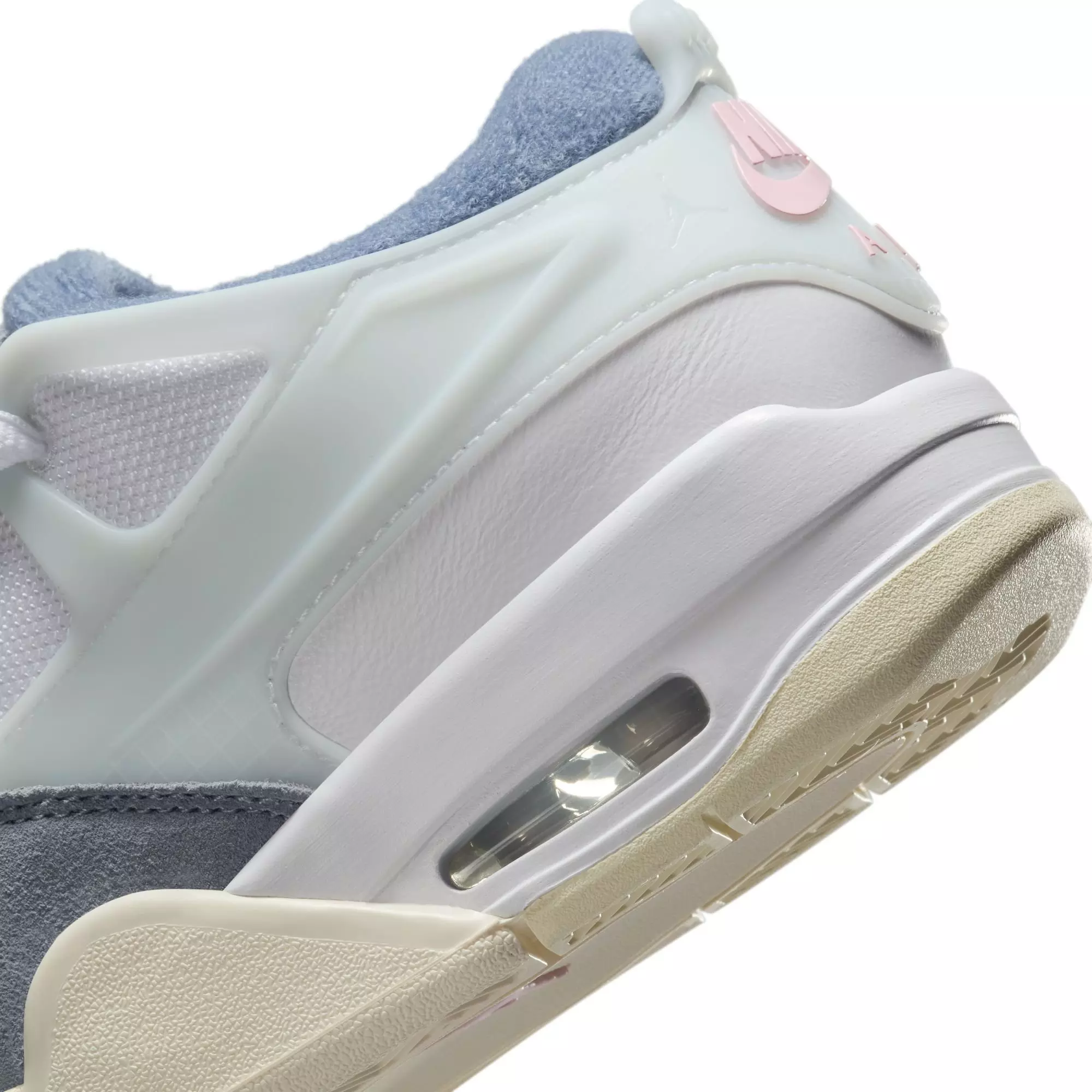 Jordan 4 RM "White/Prism Pink/Diffused Blue" Grade School Girls' Shoe - BLUE/GREY