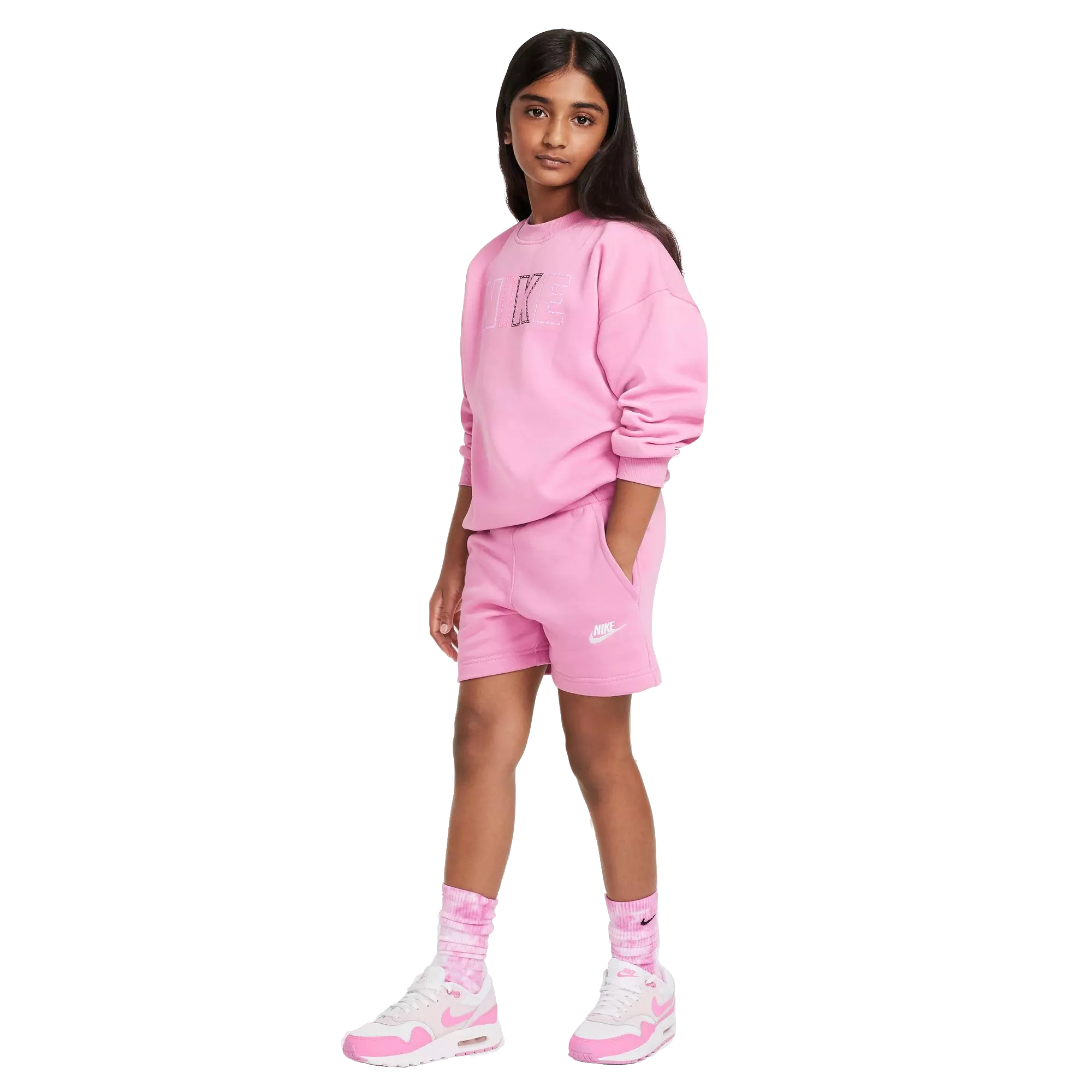 Nike Big Girls' Sportswear Club Fleece 5" French Terry Shorts - PINK