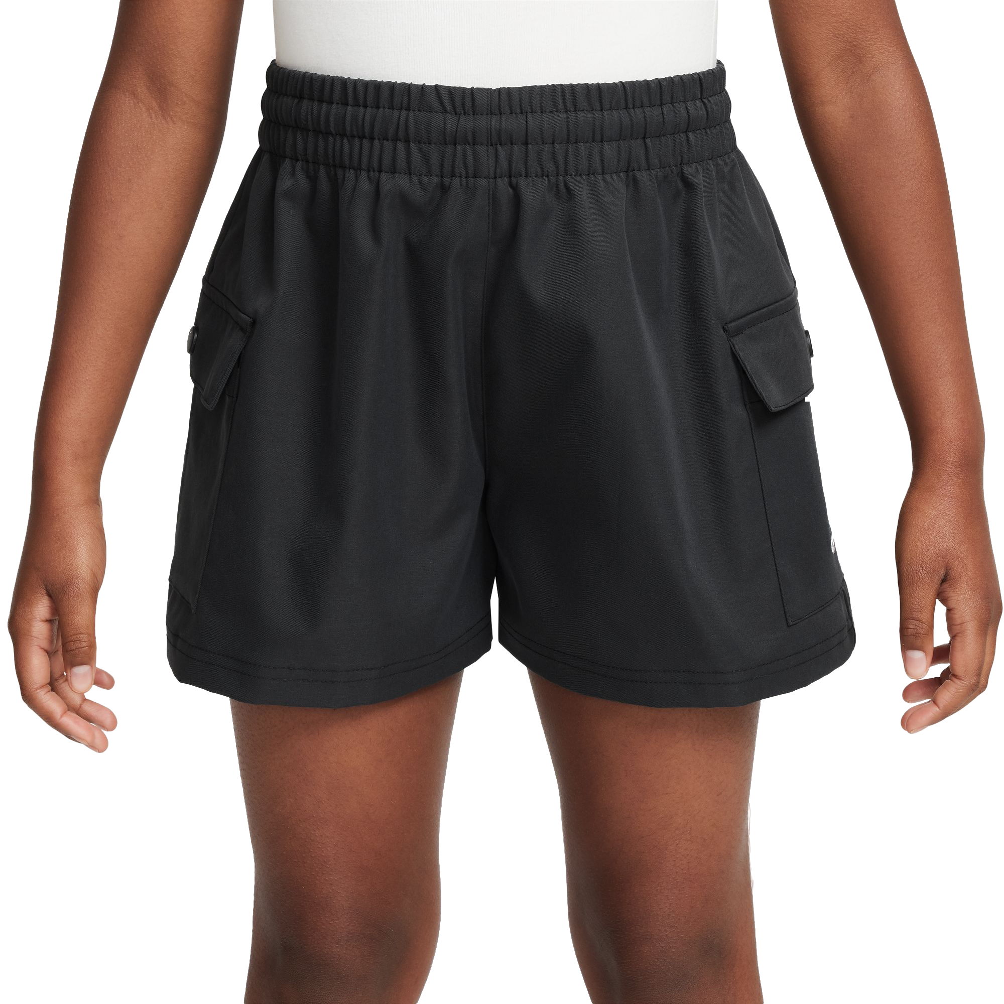 Nike Big Girls' Sportswear Woven Cargo Shorts - Black - BLACK Thumbnail View 1
