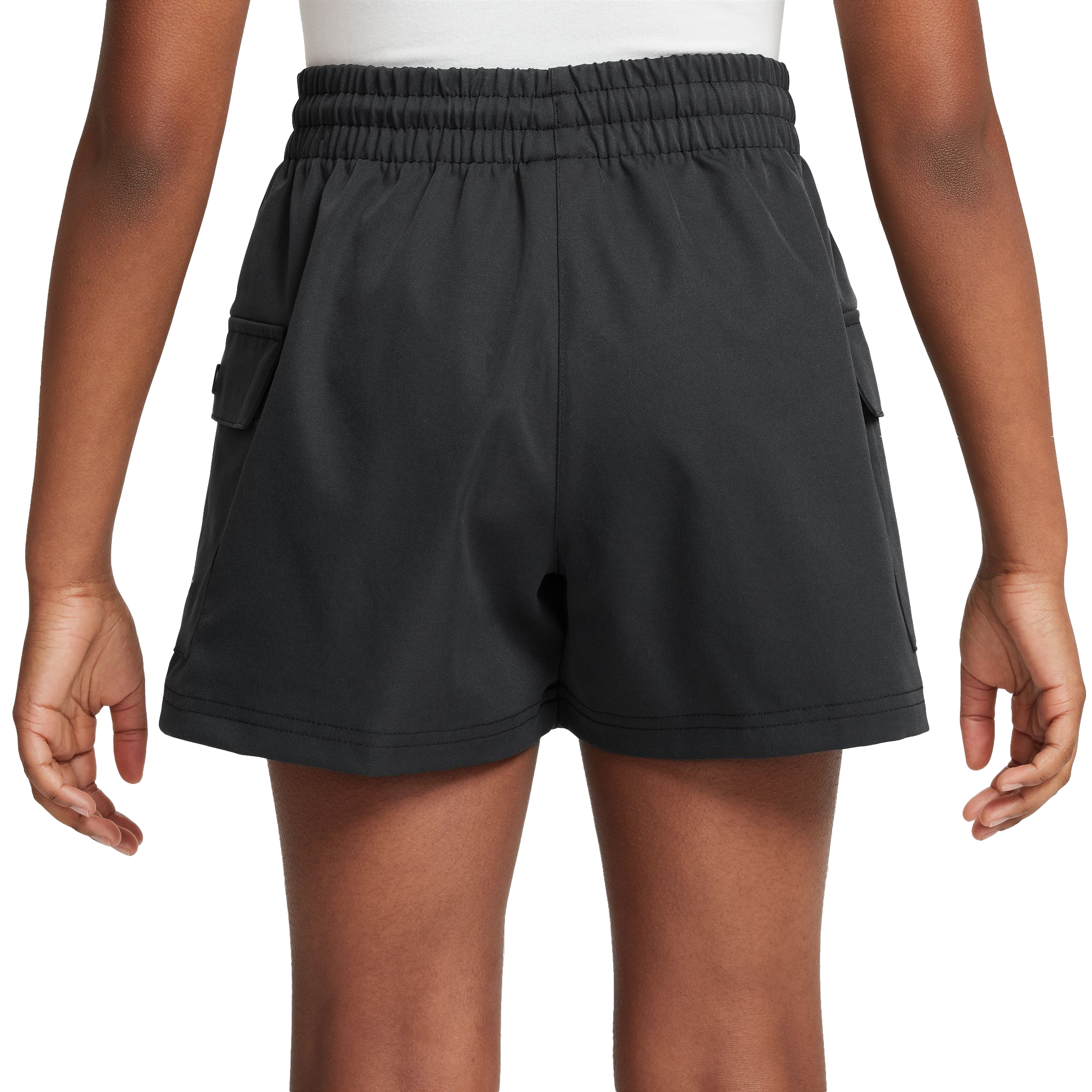 Nike Big Girls' Sportswear Woven Cargo Shorts - Black - BLACK Thumbnail View 2