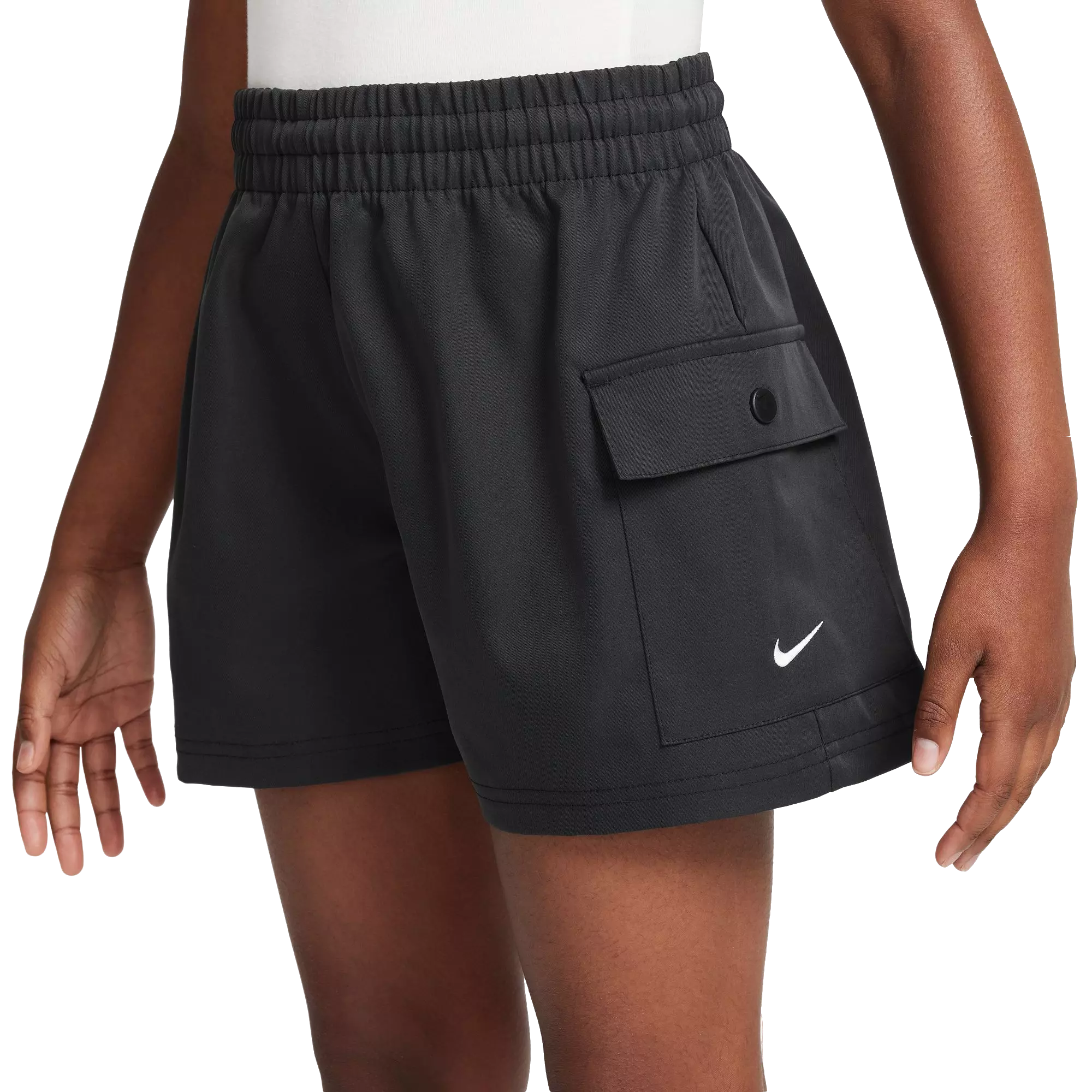 Nike Big Girls' Sportswear Woven Cargo Shorts - Black - BLACK