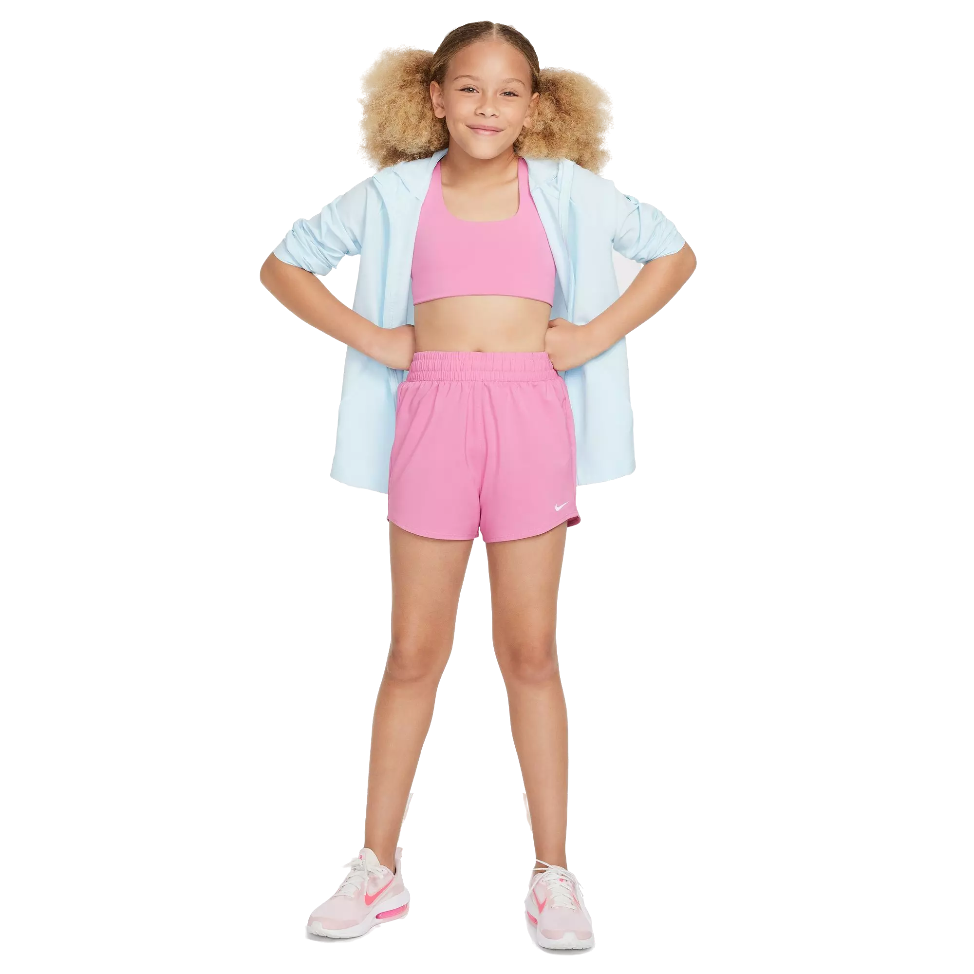 Nike Big Girls' One Dri-FIT High-Waisted Woven Training Shorts - PINK