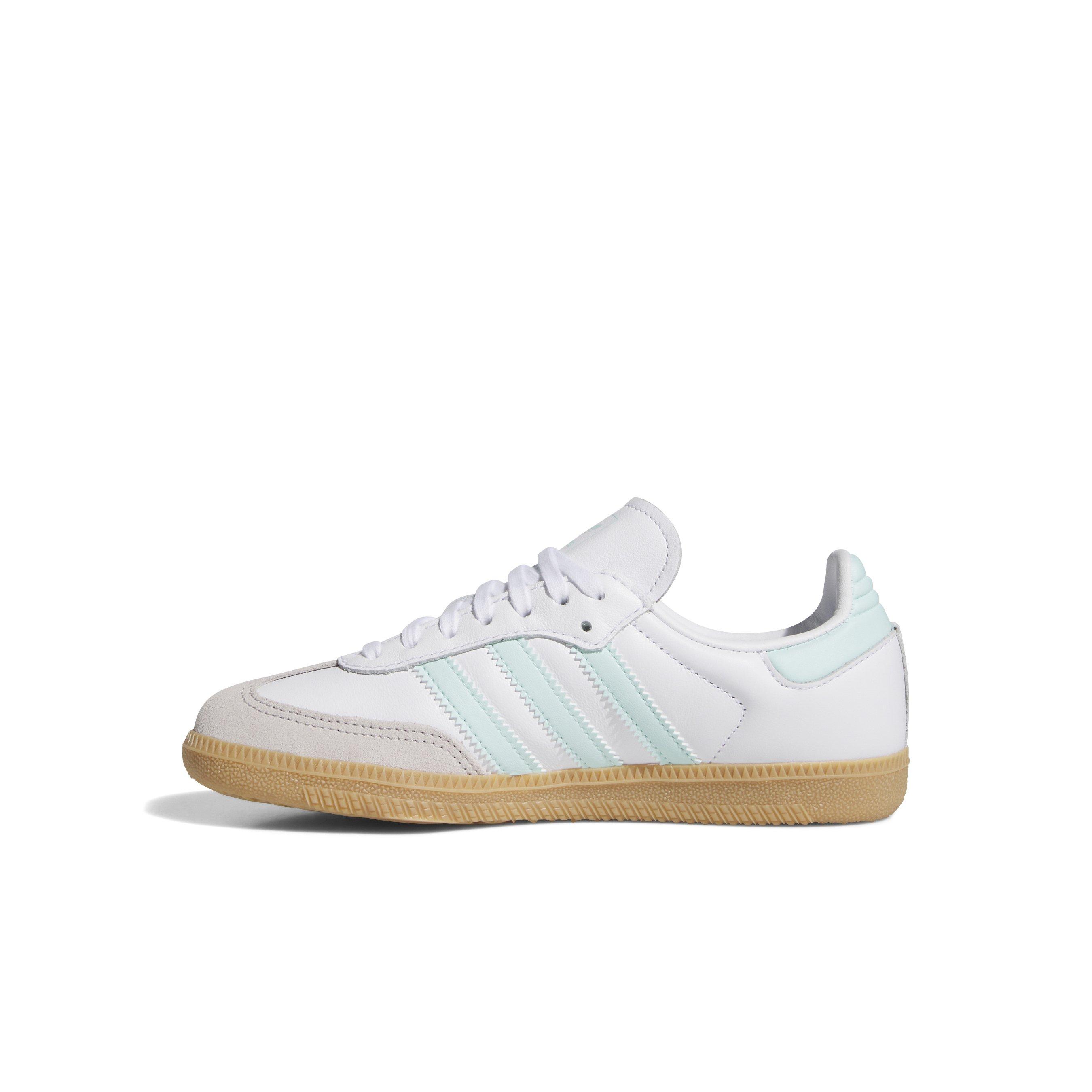 adidas Originals Samba OG Preschool Girls' "Ftwr White/Semi Flash Aqua/Gum" Shoe