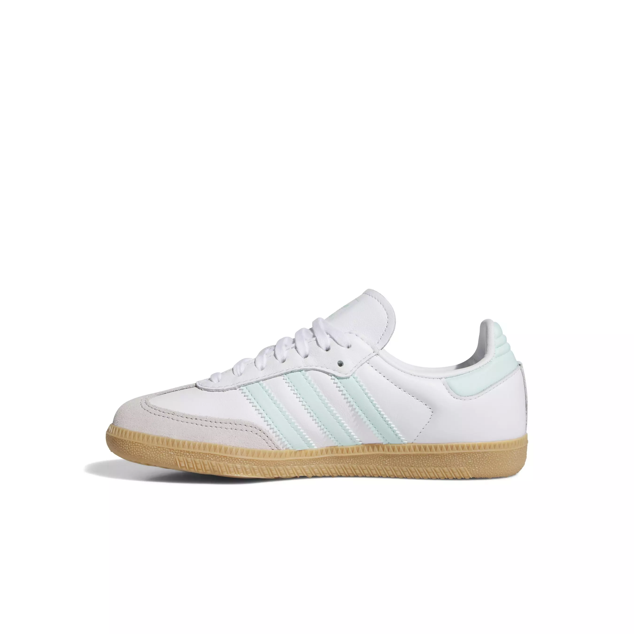 adidas Originals Samba OG "Ftwr White/Semi Flash Aqua/Gum" Preschool Girls' Shoe - WHITE/LT BLUE