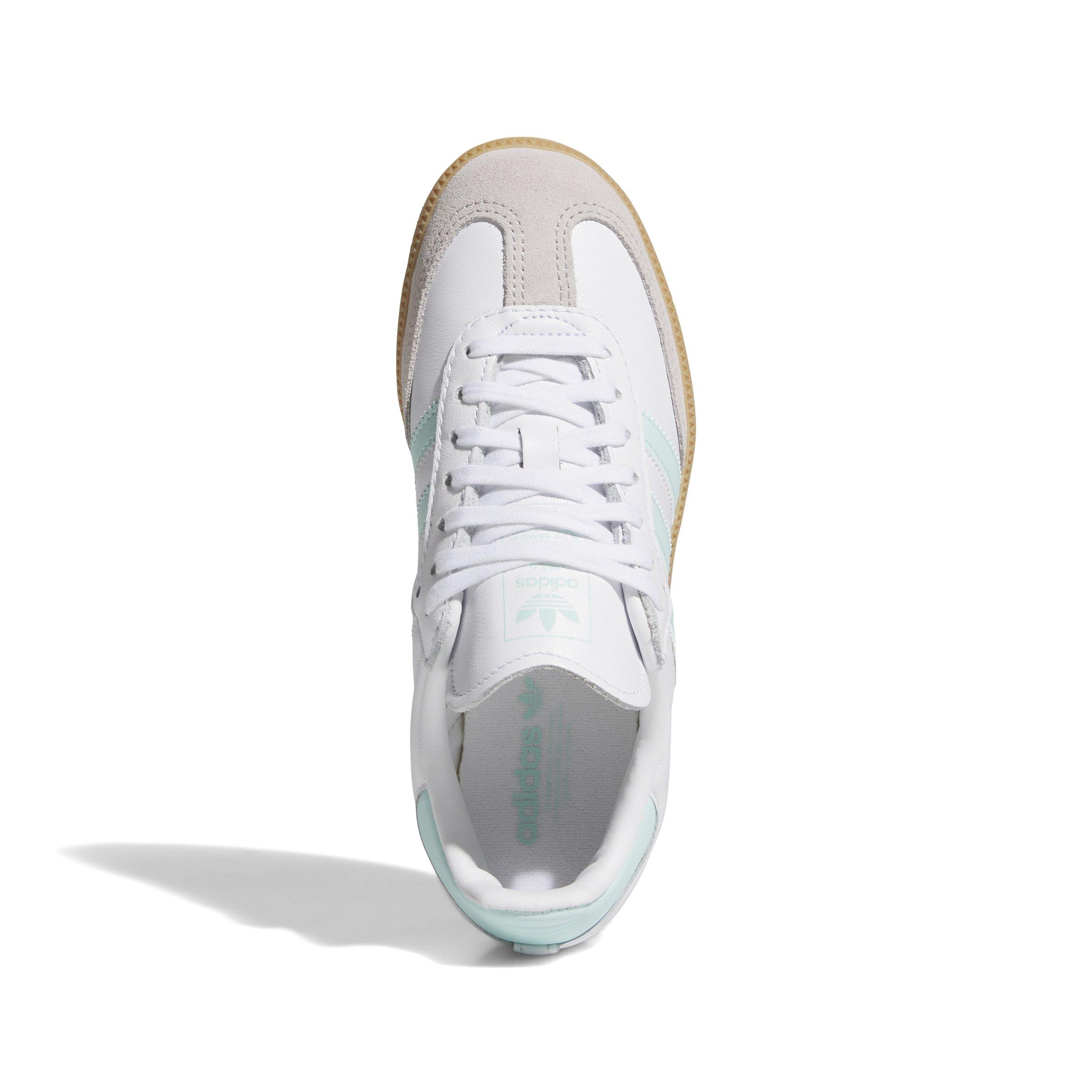 adidas Originals Samba OG Preschool Girls' "Ftwr White/Semi Flash Aqua/Gum" Shoe
