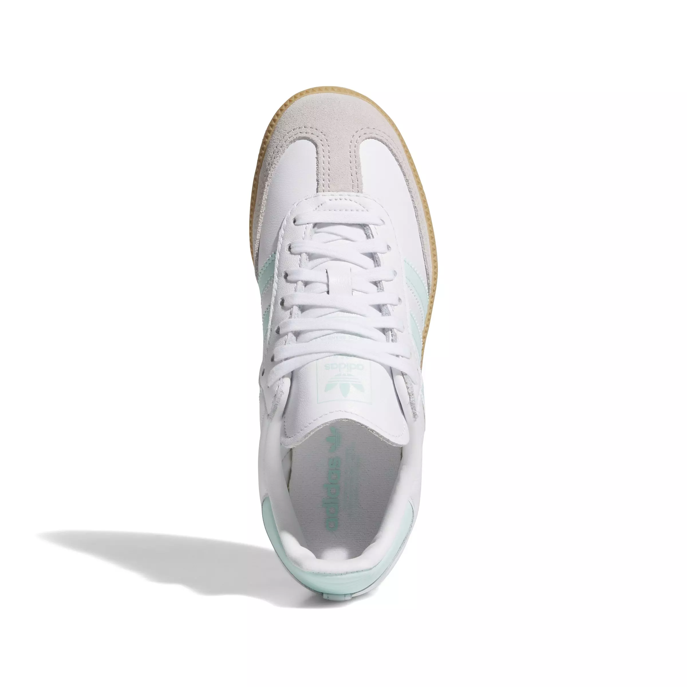 adidas Originals Samba OG "Ftwr White/Semi Flash Aqua/Gum" Preschool Girls' Shoe - WHITE/LT BLUE