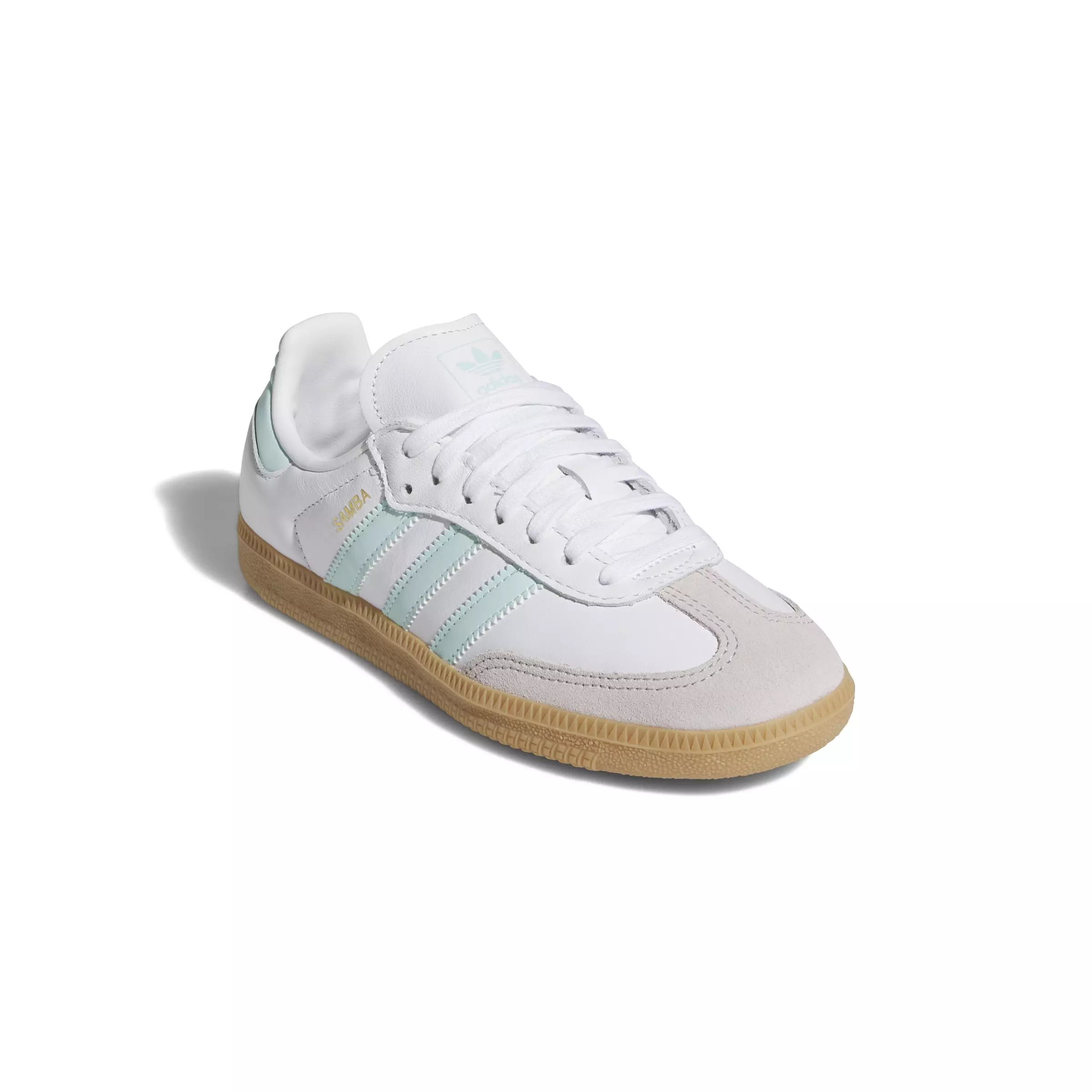 adidas Originals Samba OG "Ftwr White/Semi Flash Aqua/Gum" Preschool Girls' Shoe - WHITE/LT BLUE