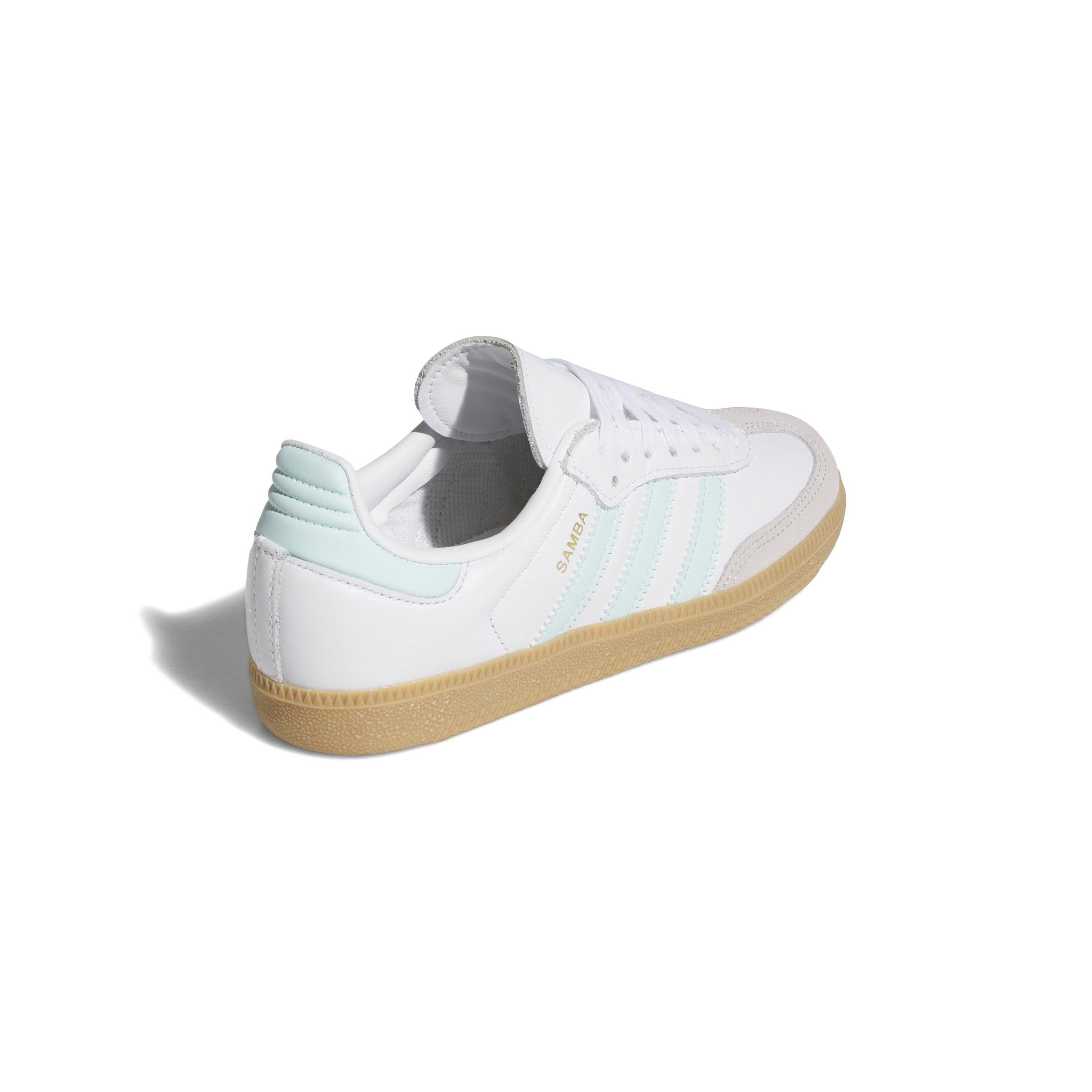 adidas Originals Samba OG Preschool Girls' "Ftwr White/Semi Flash Aqua/Gum" Shoe