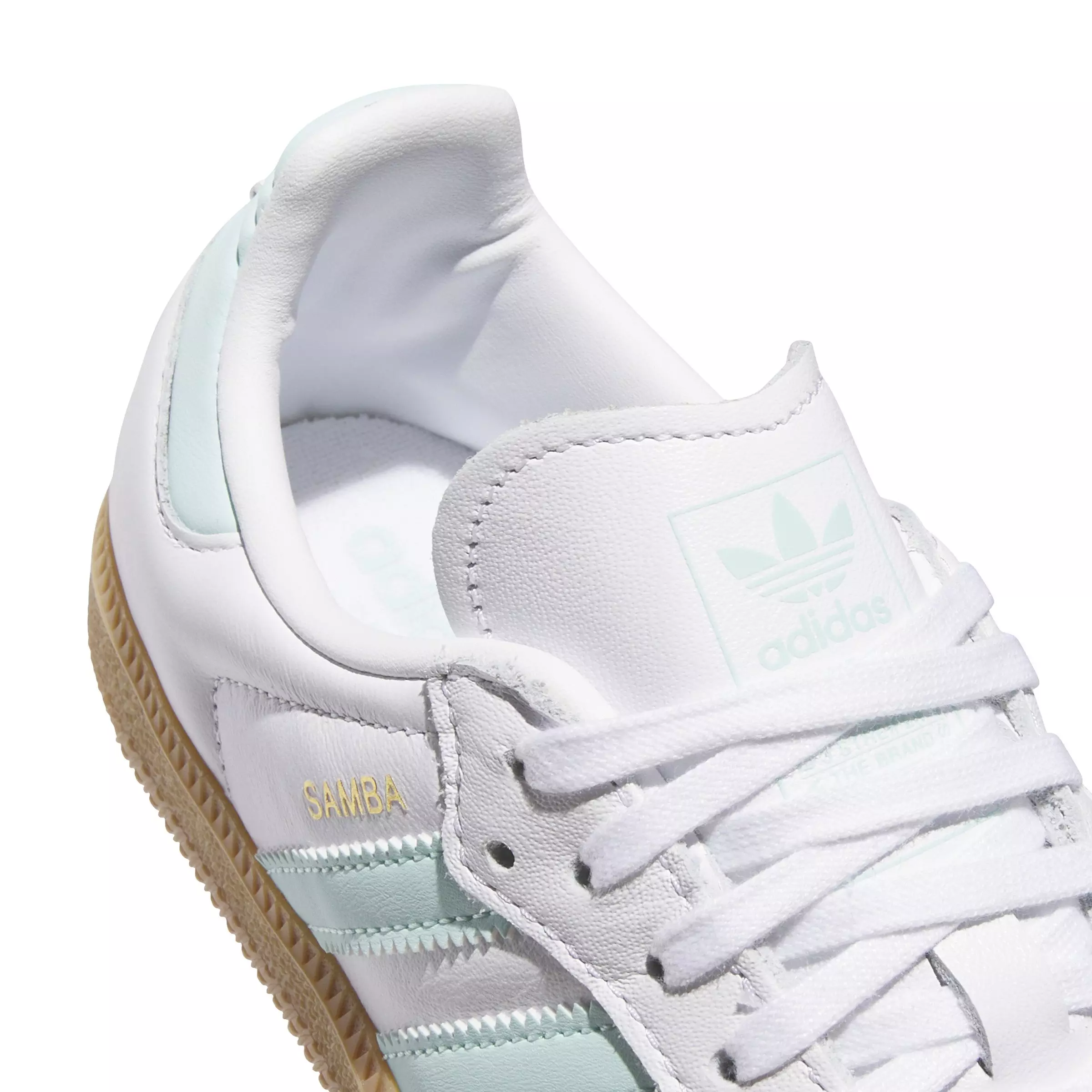 adidas Originals Samba OG "Ftwr White/Semi Flash Aqua/Gum" Preschool Girls' Shoe - WHITE/LT BLUE