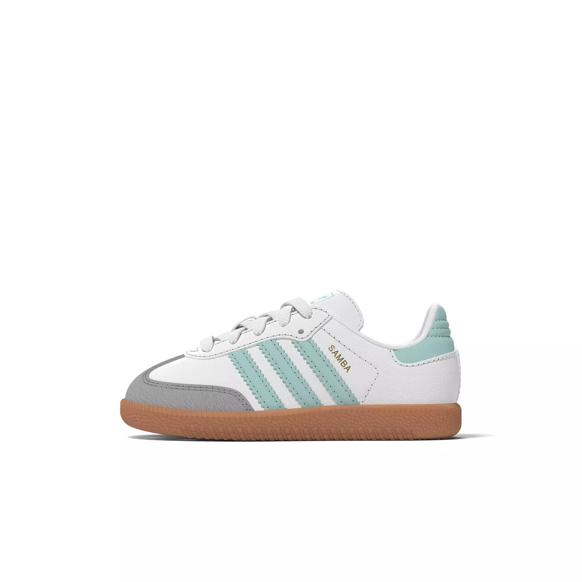 adidas Originals Samba OG "Ftwr White/Semi Flash Aqua/Gum" Toddler Girls' Shoe - WHITE/LT BLUE