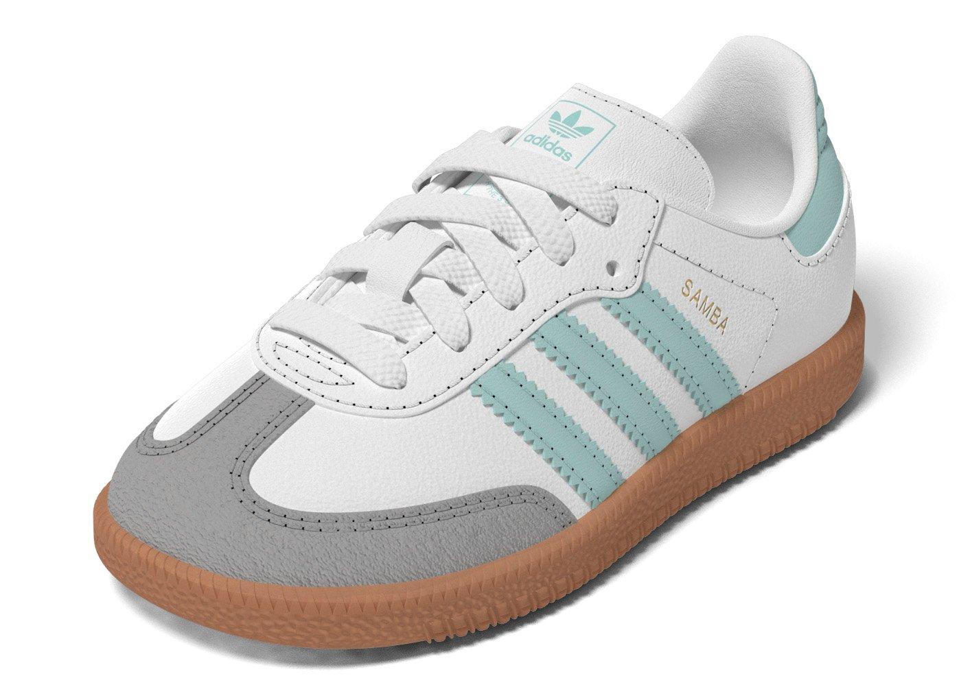 adidas Originals Samba OG Toddler Girls' "Ftwr White/Semi Flash Aqua/Gum" Shoe