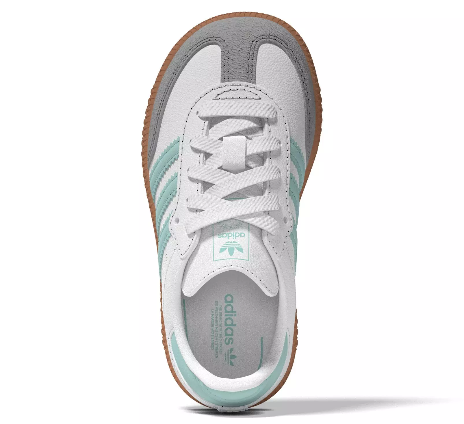 adidas Originals Samba OG "Ftwr White/Semi Flash Aqua/Gum" Toddler Girls' Shoe - WHITE/LT BLUE