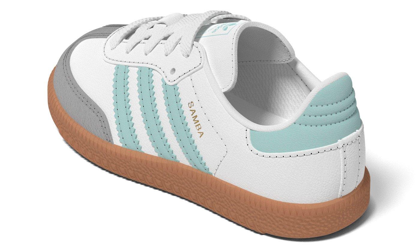 adidas Originals Samba OG Toddler Girls' "Ftwr White/Semi Flash Aqua/Gum" Shoe