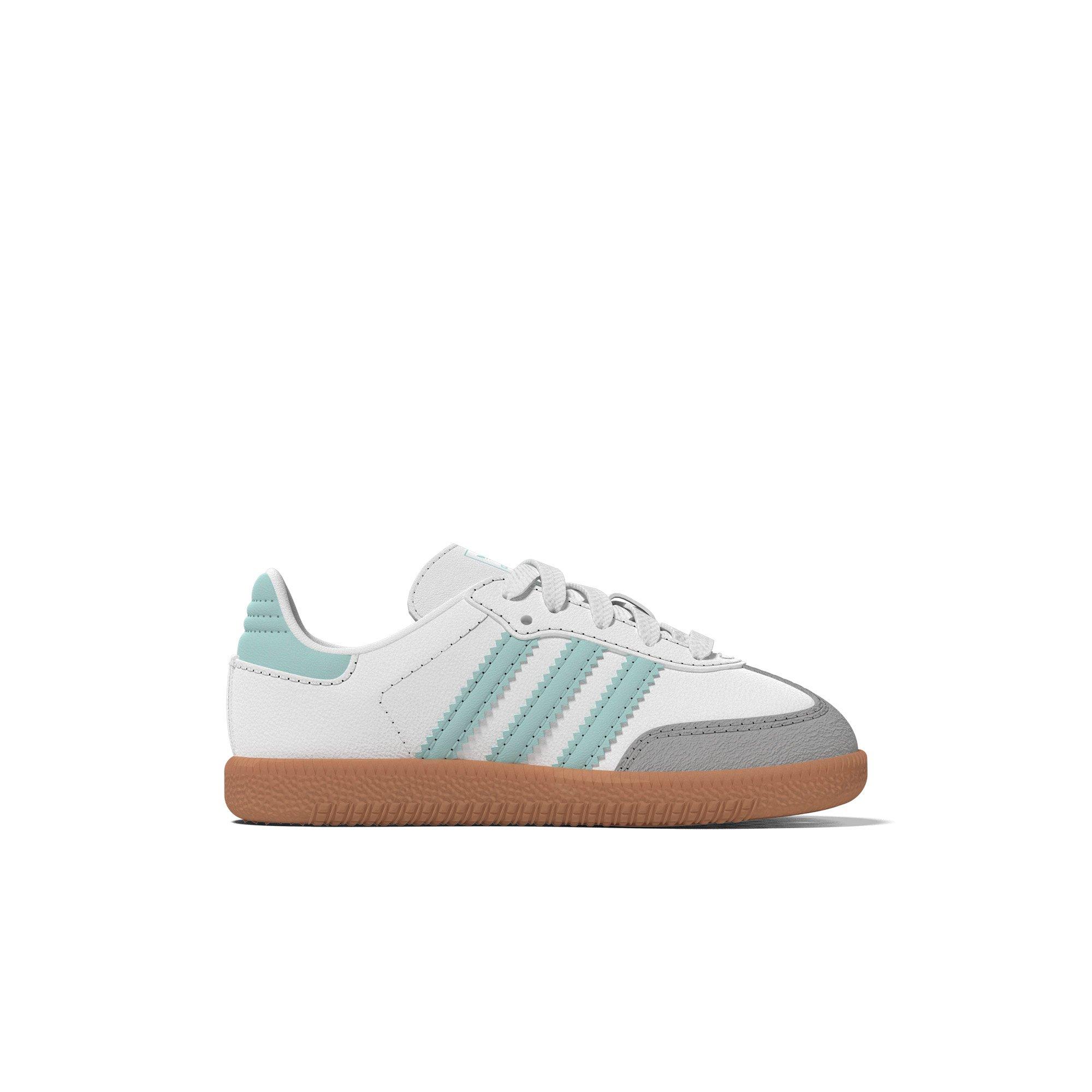 adidas Originals Samba OG "Ftwr White/Semi Flash Aqua/Gum" Toddler Girls' Shoe - WHITE/LT BLUE