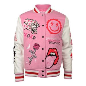 Reason Big Girls' Varsity Jacket - White/Pink