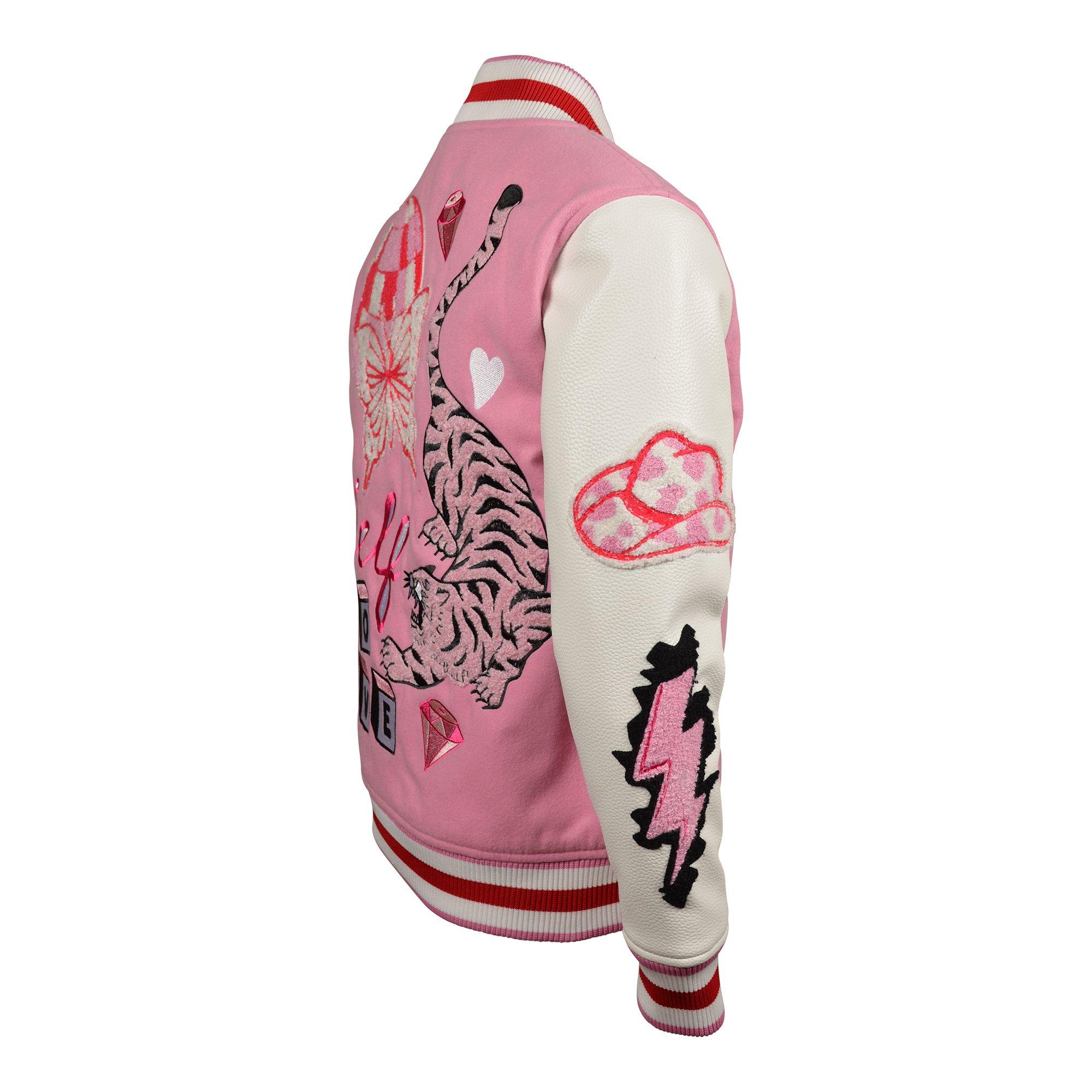 Reason Varsity Big Girls' White/Pink Jacket
