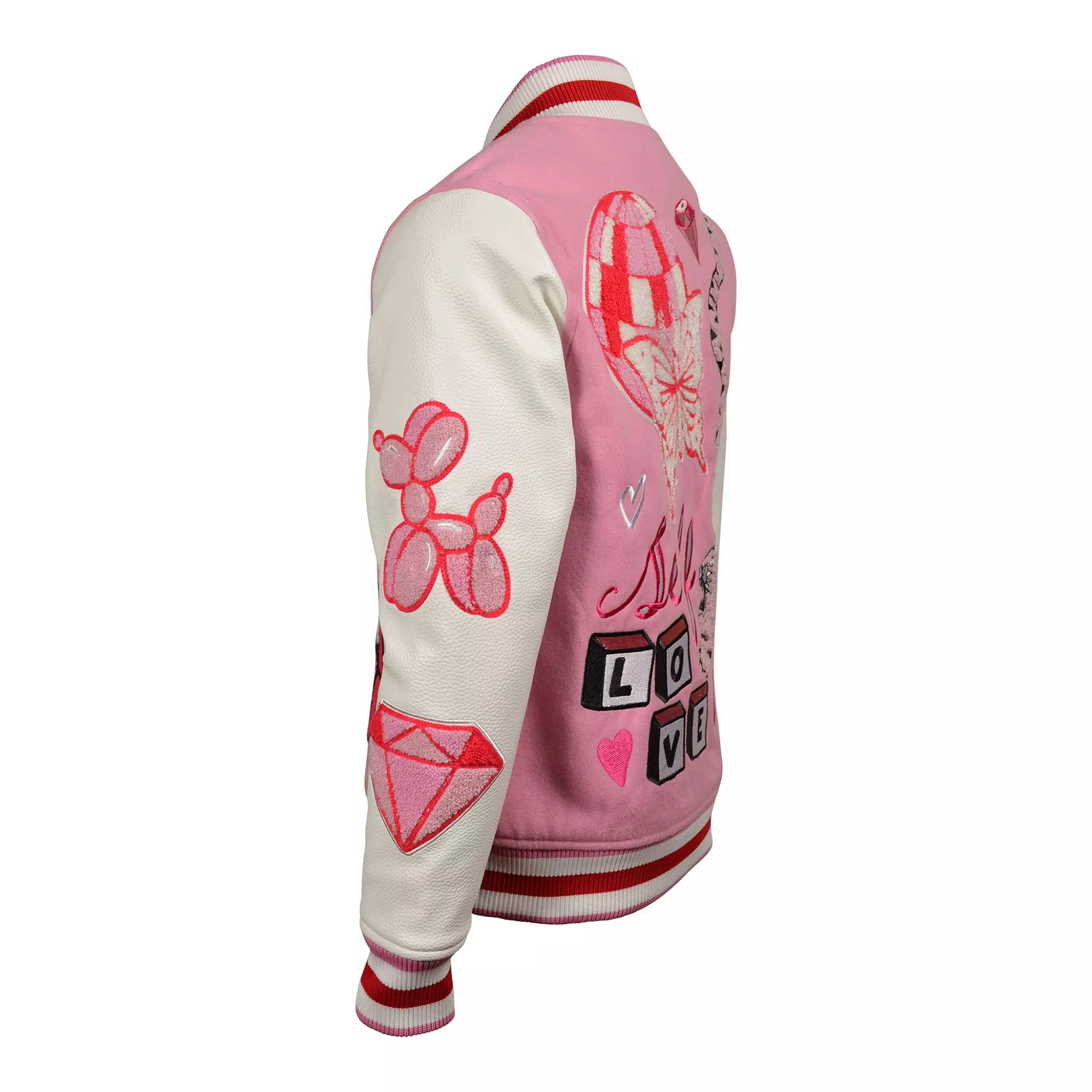 Reason Big Girls' Varsity Jacket - White/Pink - PINK/WHITE