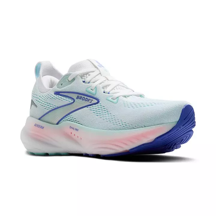 Brooks Glycerin 22 "White/Limpet Shell/Amparo Blue" Women's Running Shoe - WHITE/BLUE/PINK