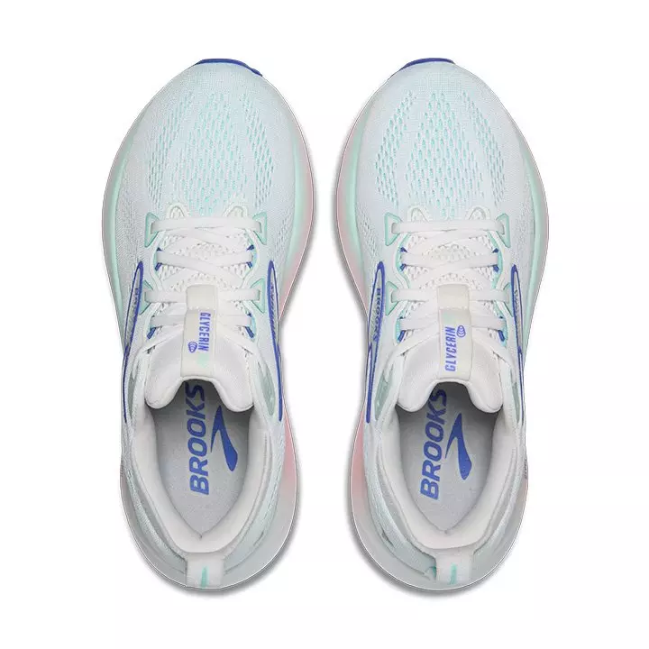 Brooks Glycerin 22 "White/Limpet Shell/Amparo Blue" Women's Running Shoe - WHITE/BLUE/PINK