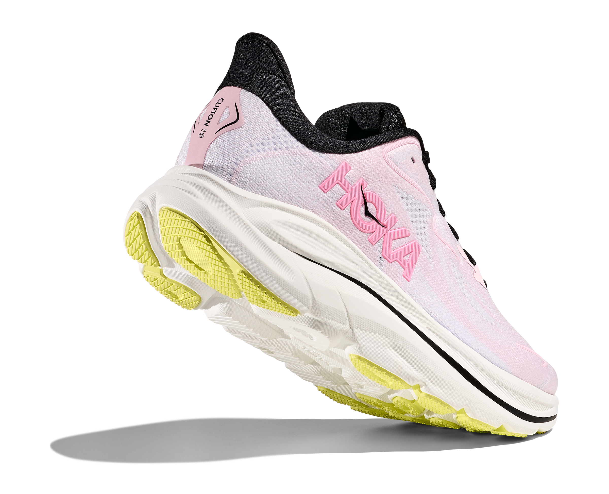 Hoka Clifton 10 "Carnation/Starlight Glow" Women's Running Shoe - WHITE/PINK/BLACK Thumbnail View 3