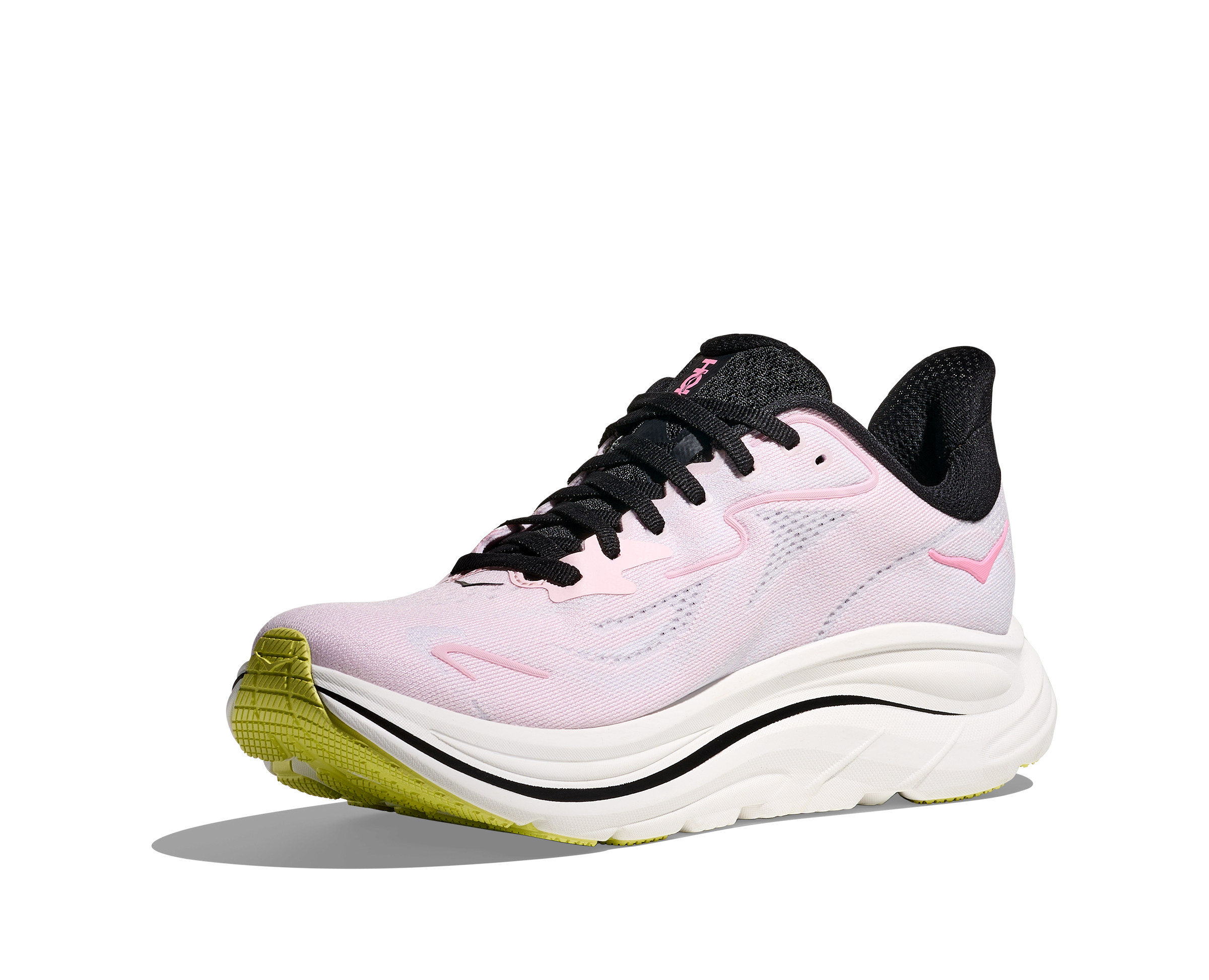Hoka Clifton 10 "Carnation/Starlight Glow" Women's Running Shoe - WHITE/PINK/BLACK Thumbnail View 8