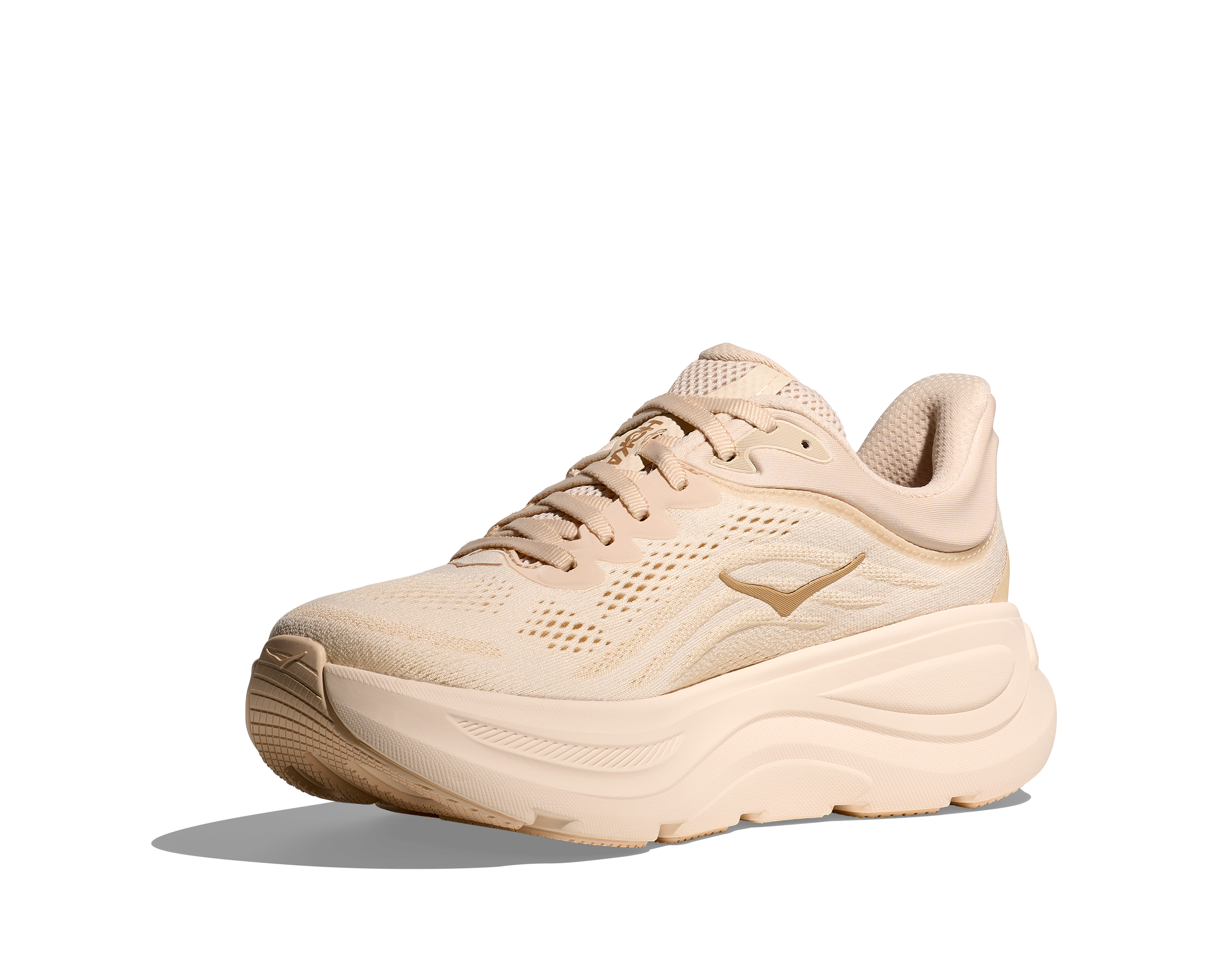 Hoka Bondi 9 "Vanilla/Birch" Women's Running Shoe - CREAM Thumbnail View 3