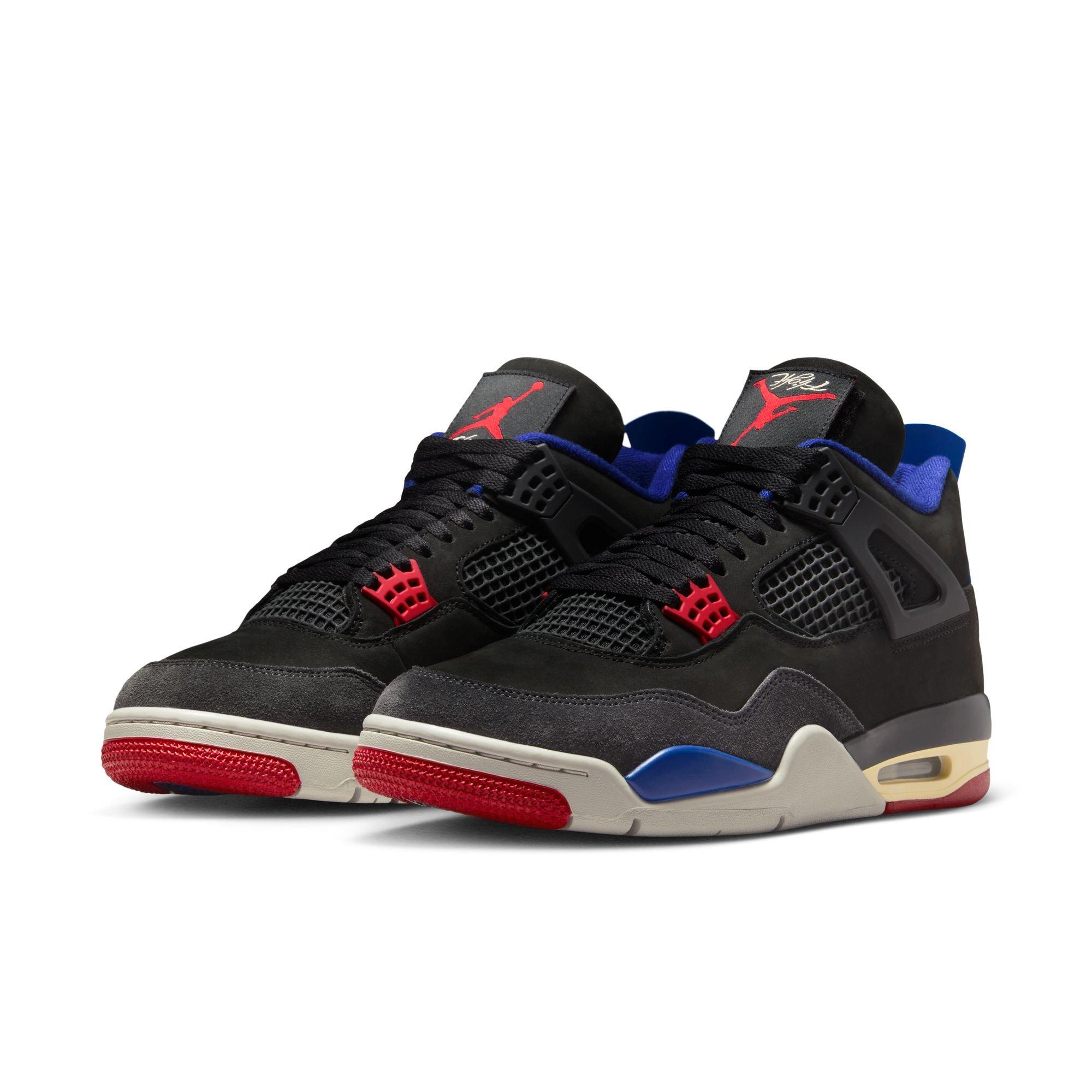 Jordan 4 Retro "Rare Air" Men's Shoe - BLACK/FIRE RED/DEEP ROYAL Thumbnail View 3