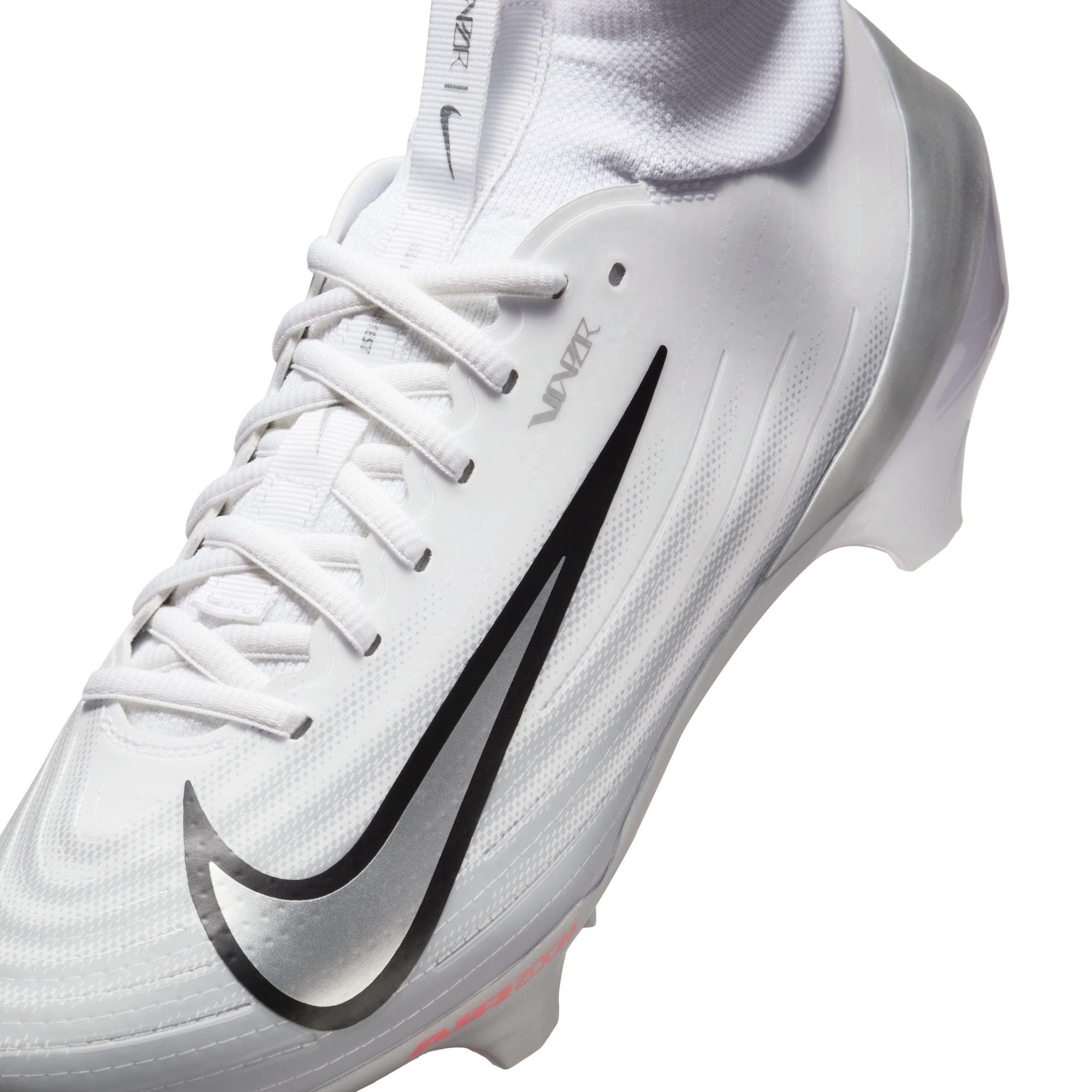 Nike Vapor Pro 1 "White/Metallic Silver/Black/Summit White" Men's Football Cleat - WHITE/SILVER Thumbnail View 11