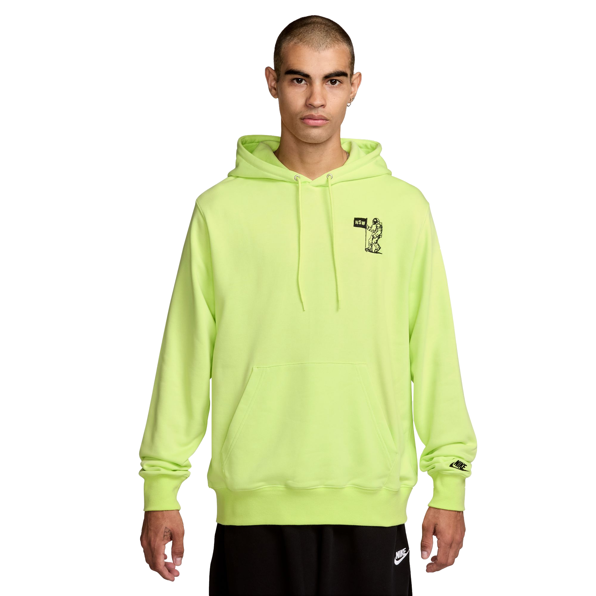 Nike Men's Club French Terry Pullover Hoodie-Lime - LIME