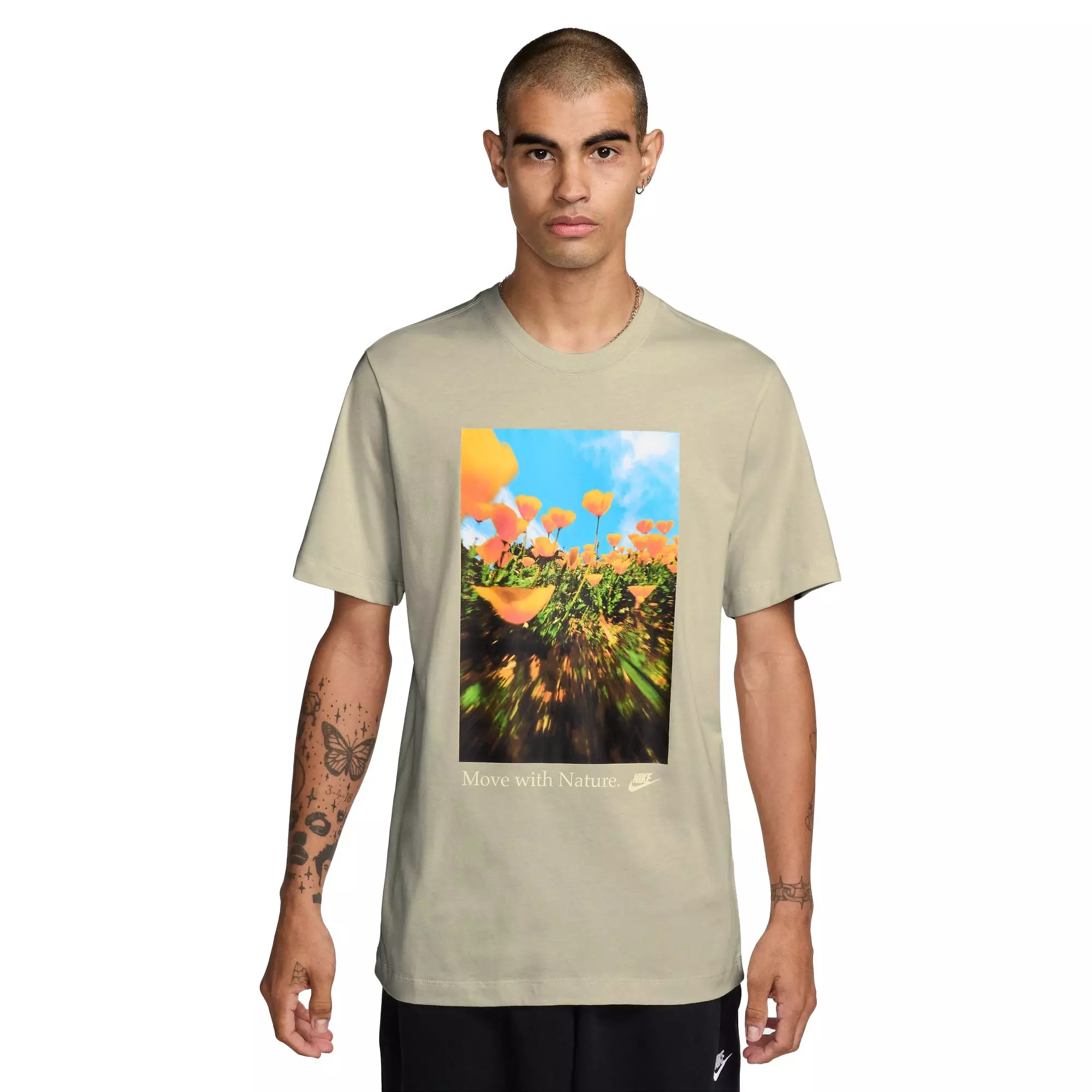 Nike Men's Sportswear Flower Photo Tee - KHAKI