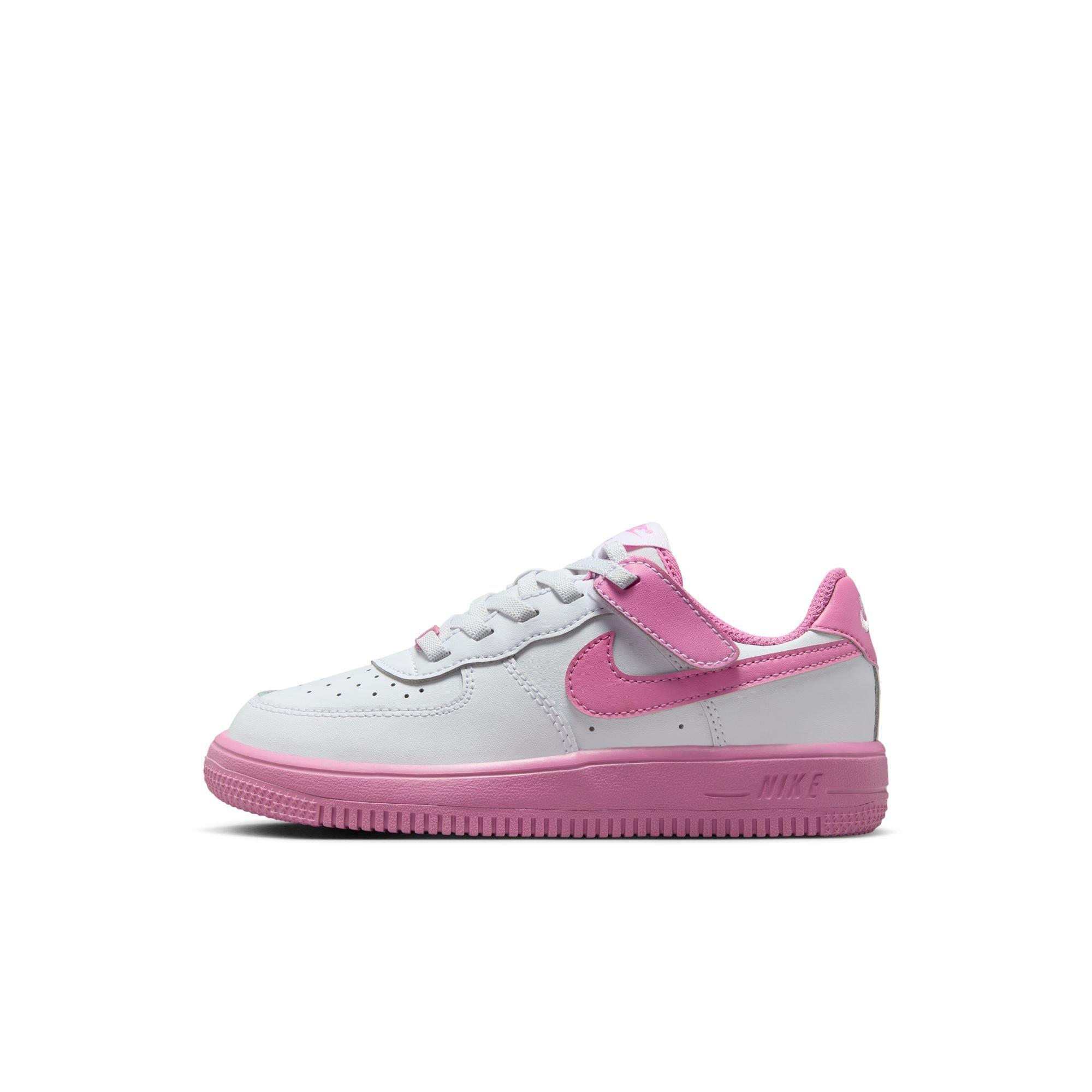 Nike Air Force 1 Low EasyOn Preschool Girls' "White/Magic Flamingo" Shoe