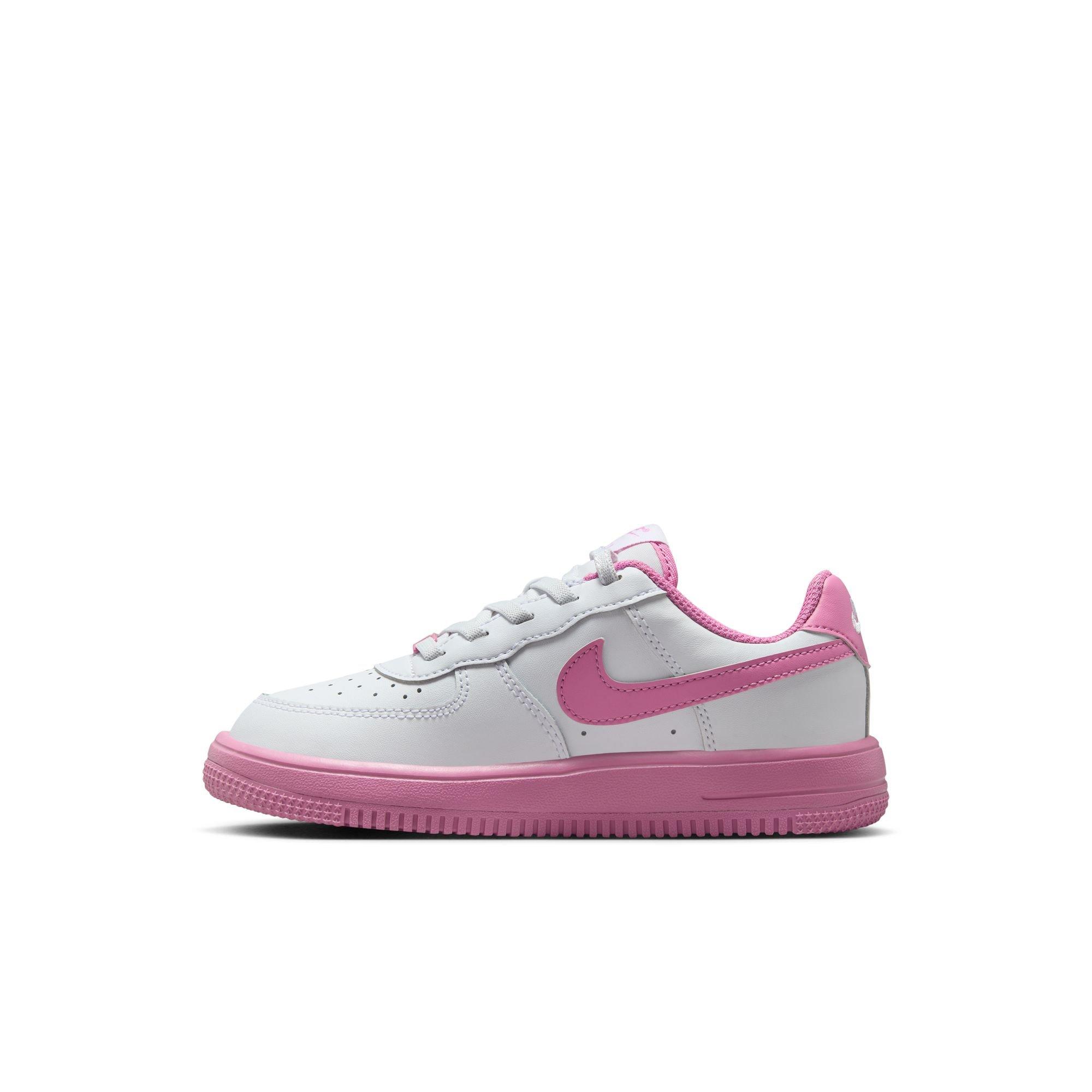 Nike Air Force 1 Low EasyOn Preschool Girls' "White/Magic Flamingo" Shoe