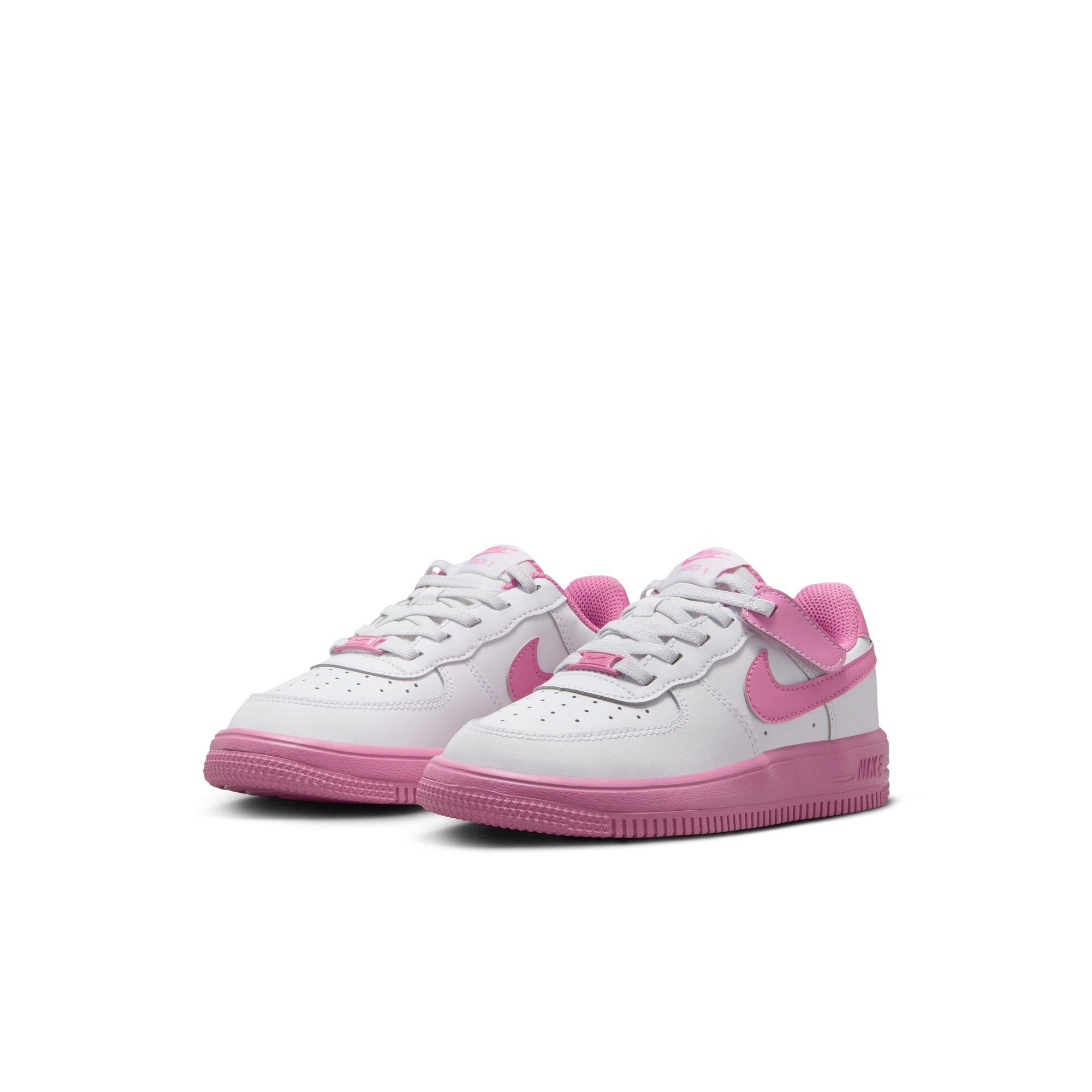 Nike Air Force 1 Low EasyOn Preschool Girls' "White/Magic Flamingo" Shoe