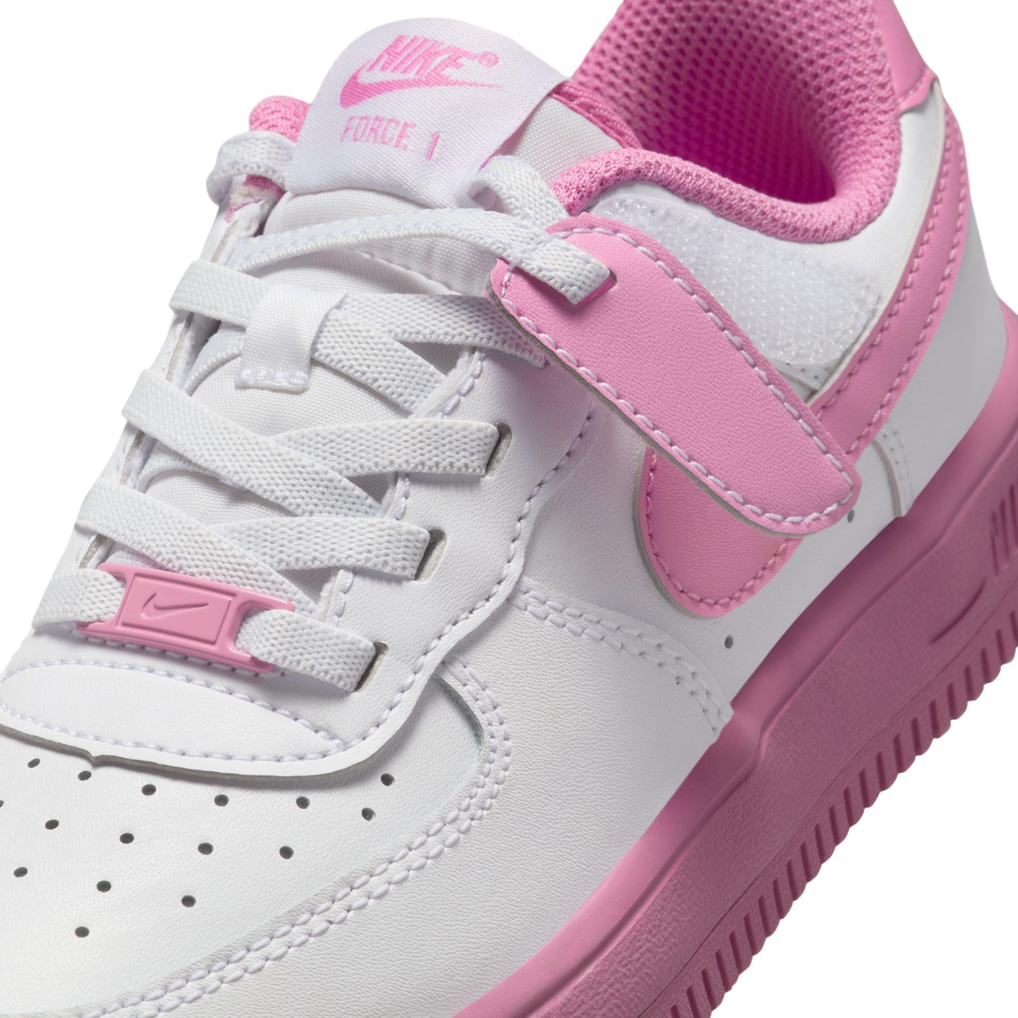 Nike Air Force 1 Low EasyOn Preschool Girls' "White/Magic Flamingo" Shoe