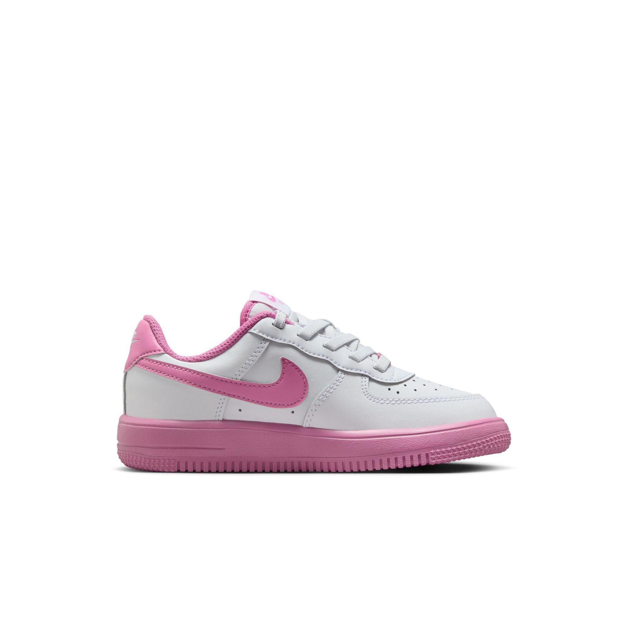 Nike Air Force 1 Low EasyOn Preschool Girls' "White/Magic Flamingo" Shoe