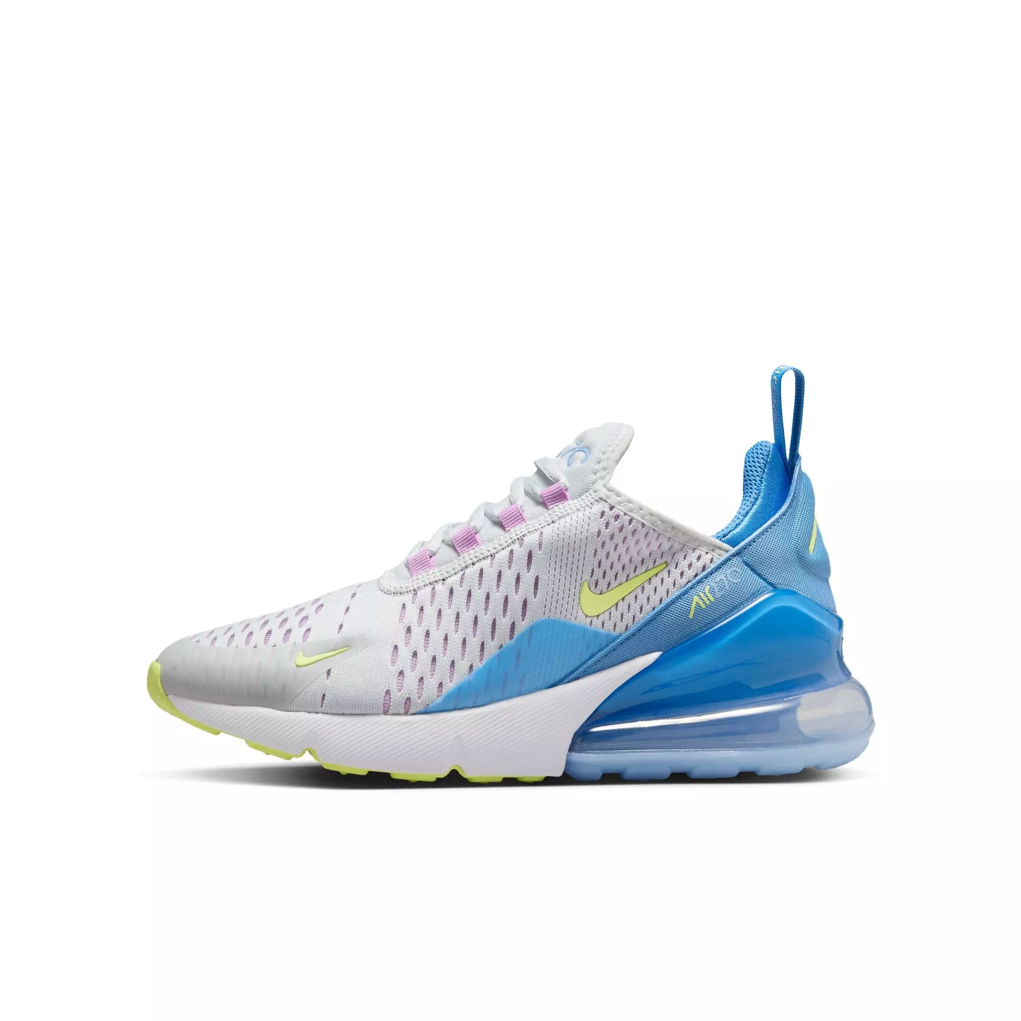 Nike Air Max 270 "Pure Platinum/Lt Lemon Twist" Grade School Girls' Shoe - BLUE/WHITE