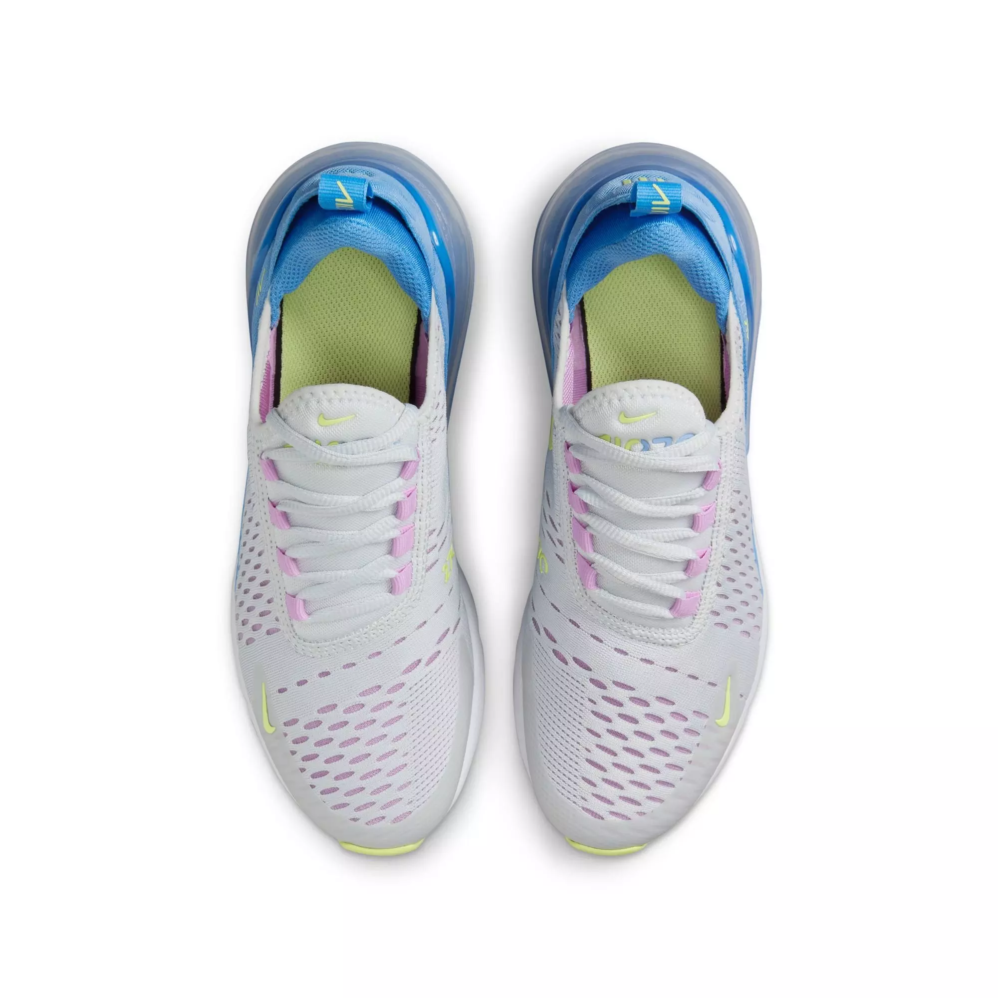 Nike Air Max 270 "Pure Platinum/Lt Lemon Twist" Grade School Girls' Shoe - BLUE/WHITE