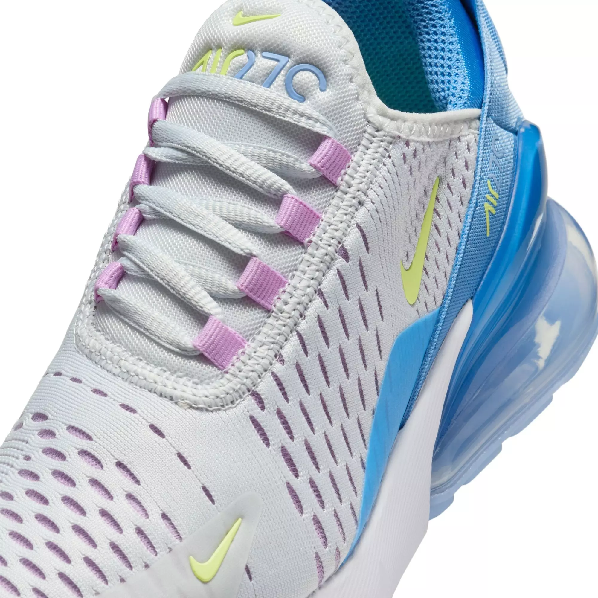 Nike Air Max 270 "Pure Platinum/Lt Lemon Twist" Grade School Girls' Shoe - BLUE/WHITE