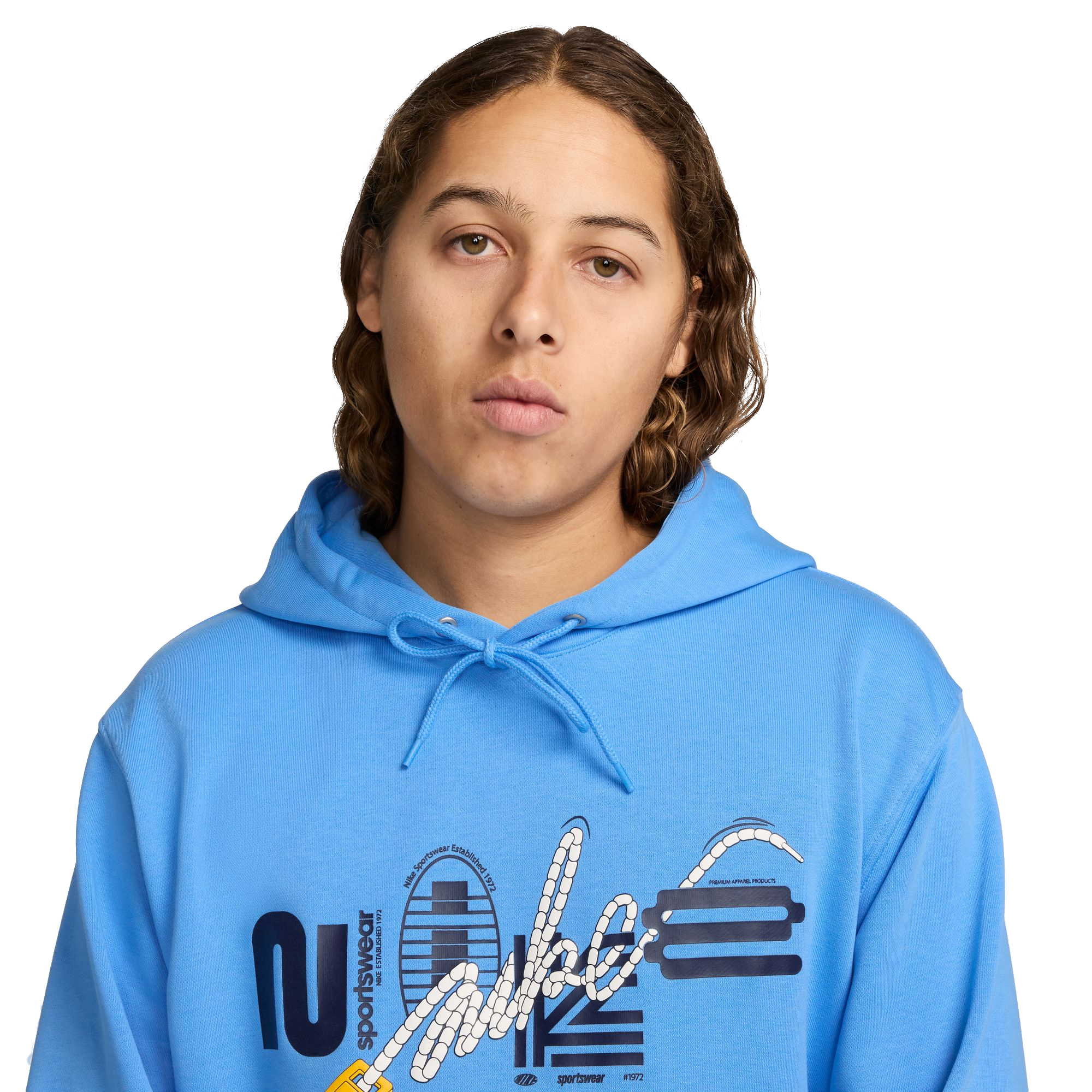Nike Men's Club French Terry Hoodie - BLUE Thumbnail View 3