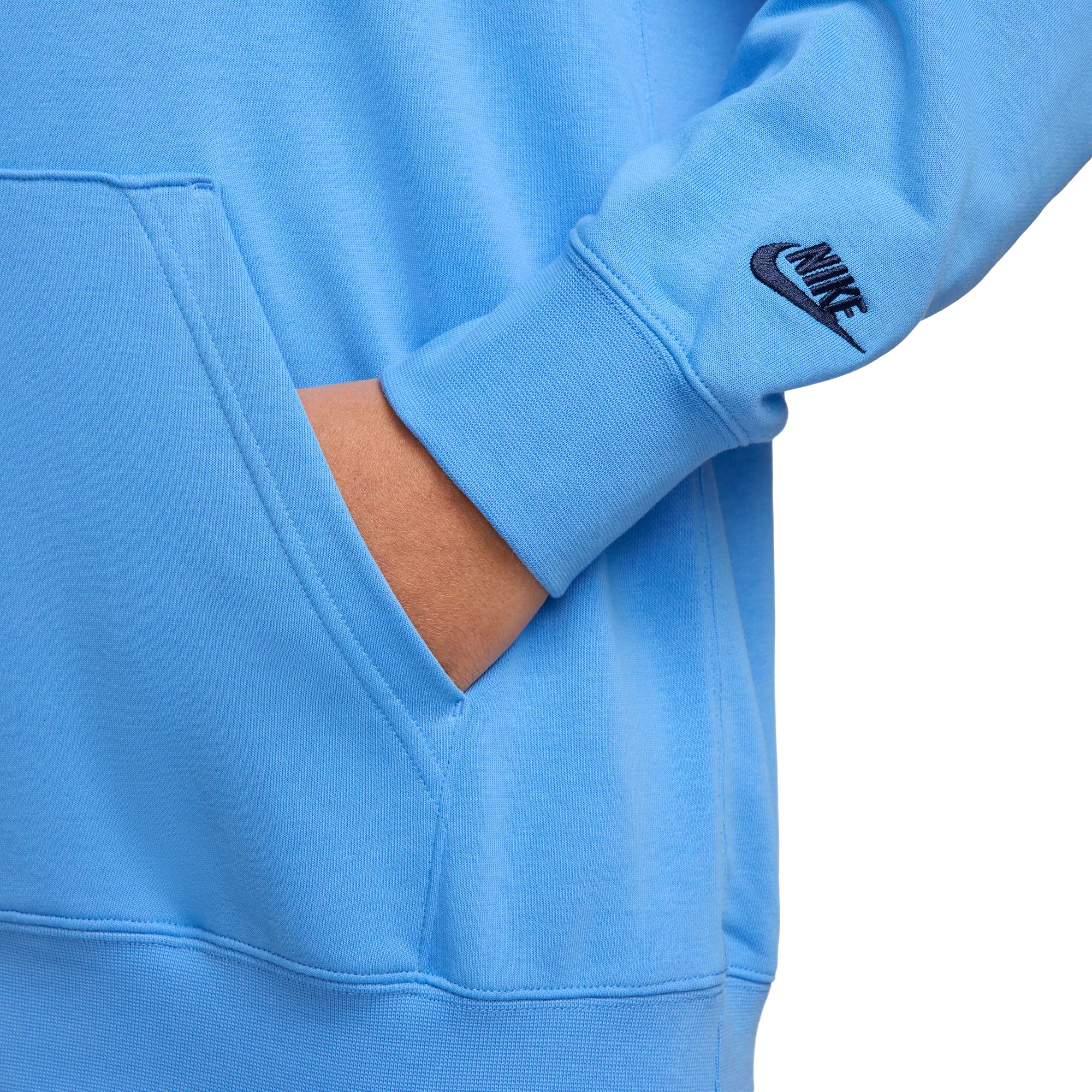 Nike Men's Club French Terry Hoodie - BLUE Thumbnail View 5