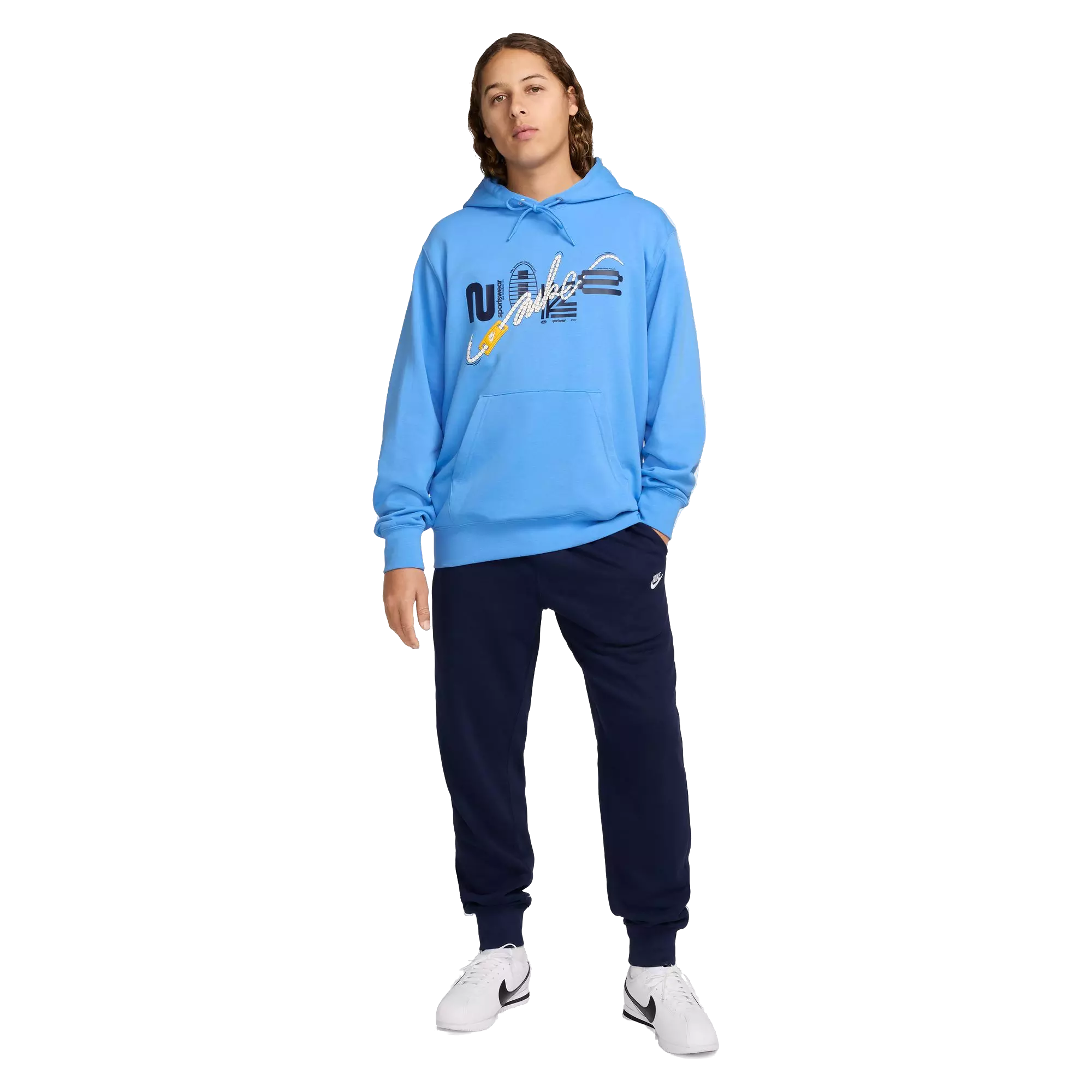 Nike Men's Club French Terry Hoodie - BLUE